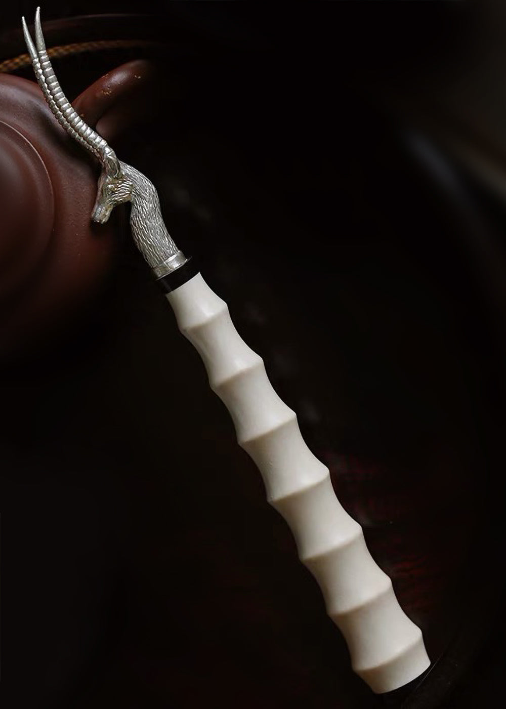 纯银鎏金茶漏、茶挑