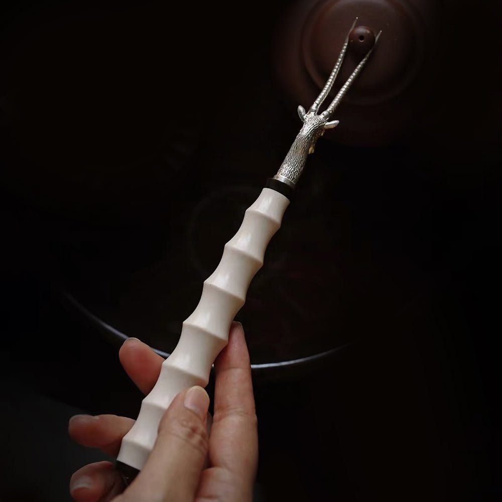 纯银鎏金茶漏、茶挑