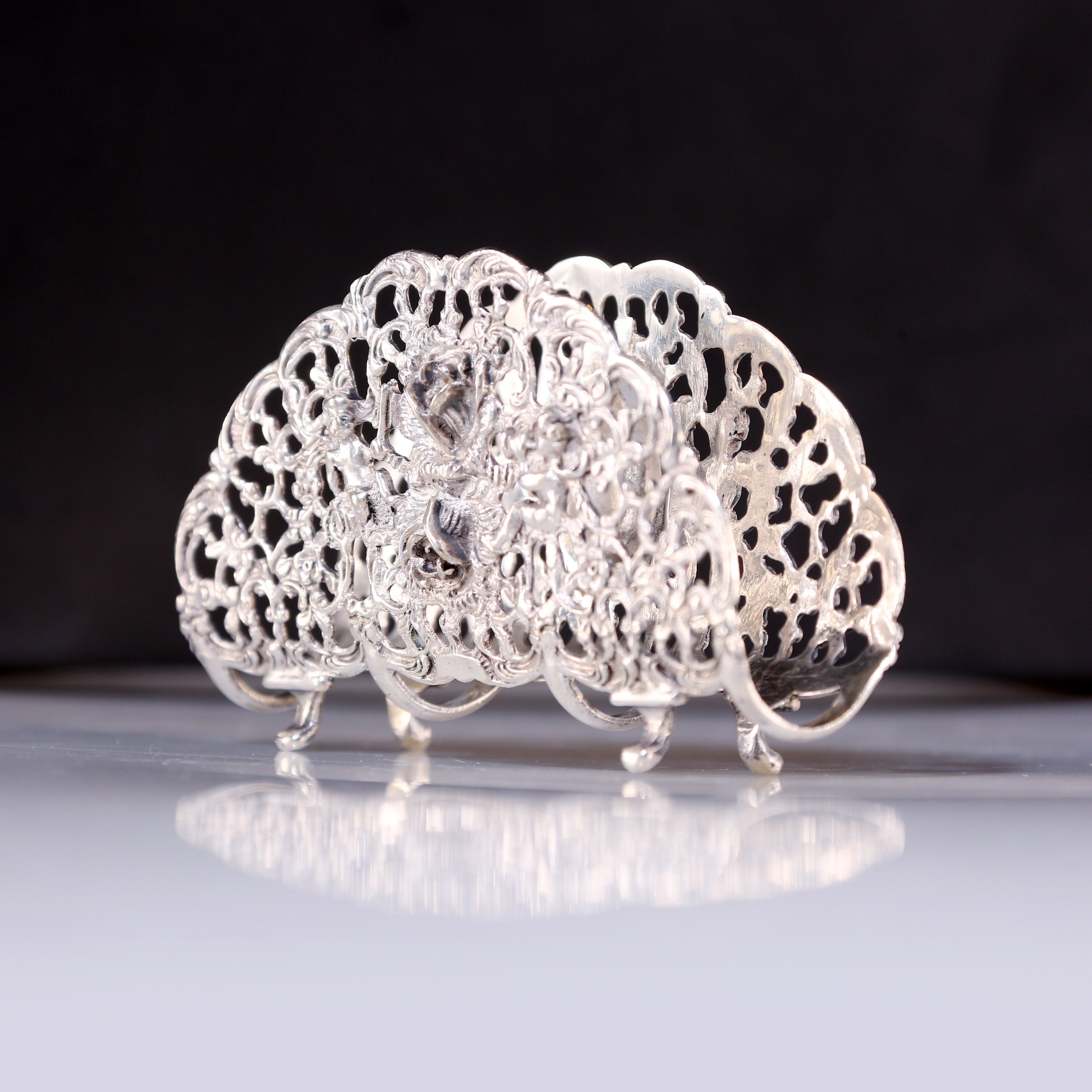 欧洲古董小天使纯银玫瑰纸巾架