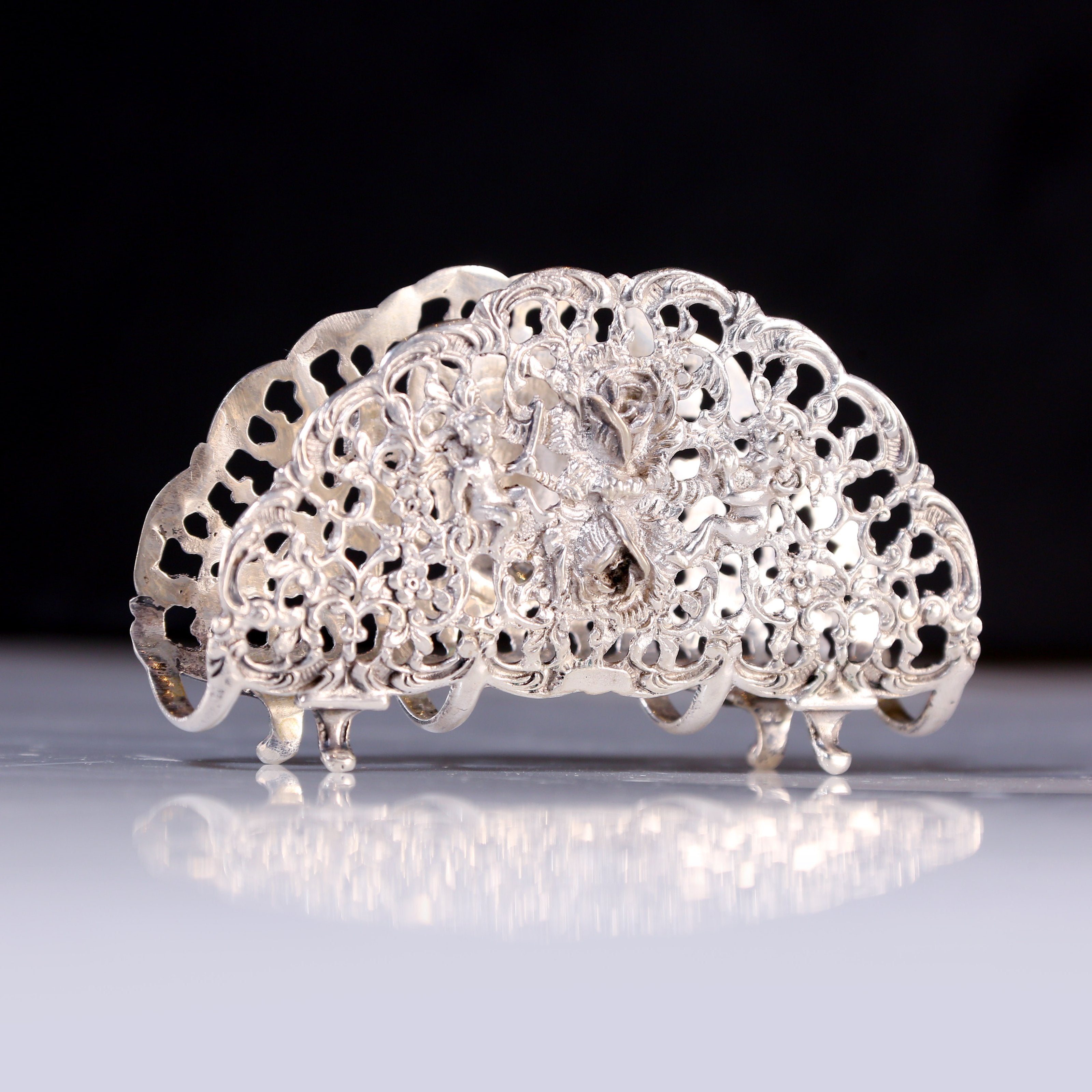 欧洲古董小天使纯银玫瑰纸巾架