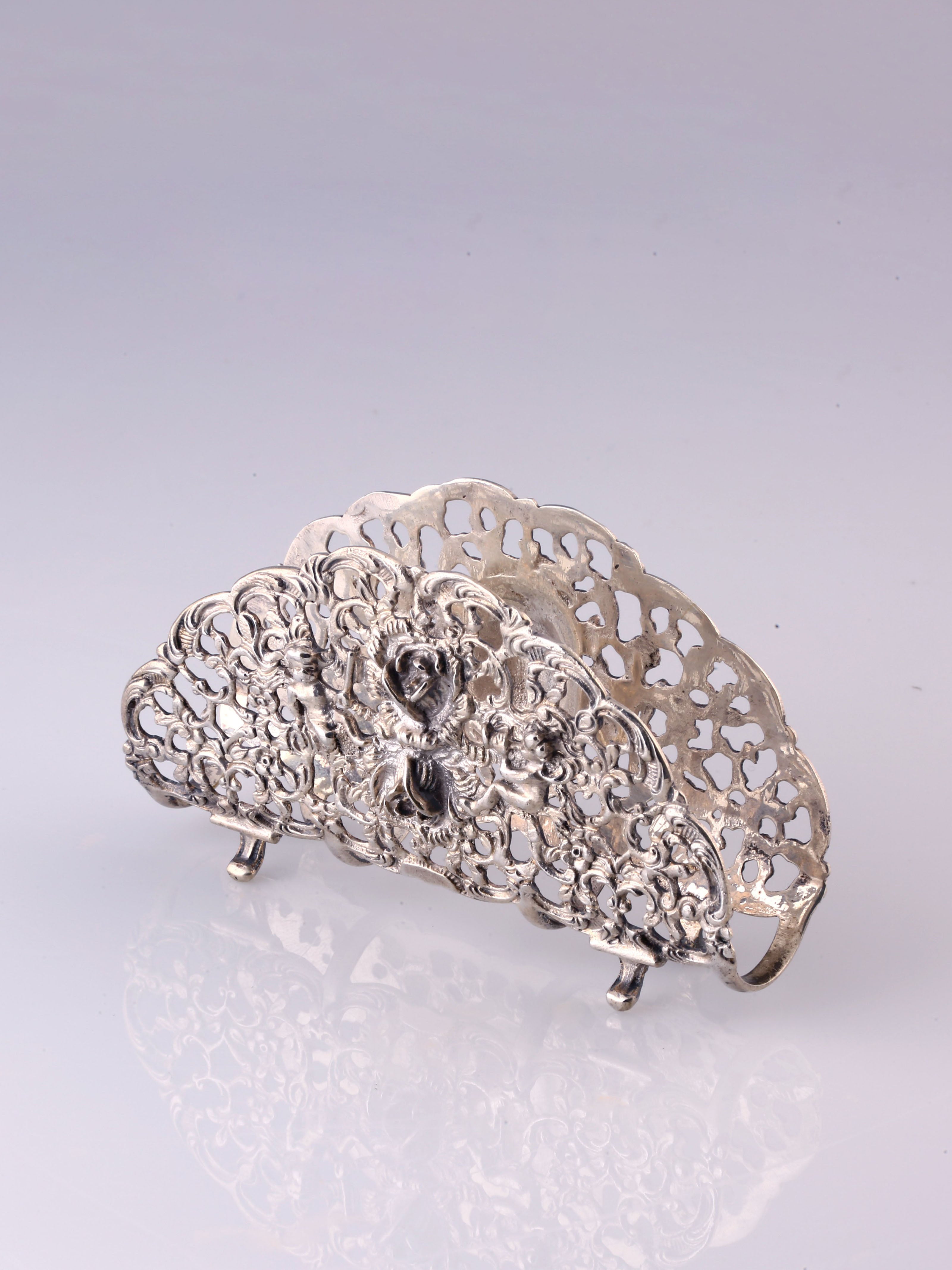 欧洲古董小天使纯银玫瑰纸巾架