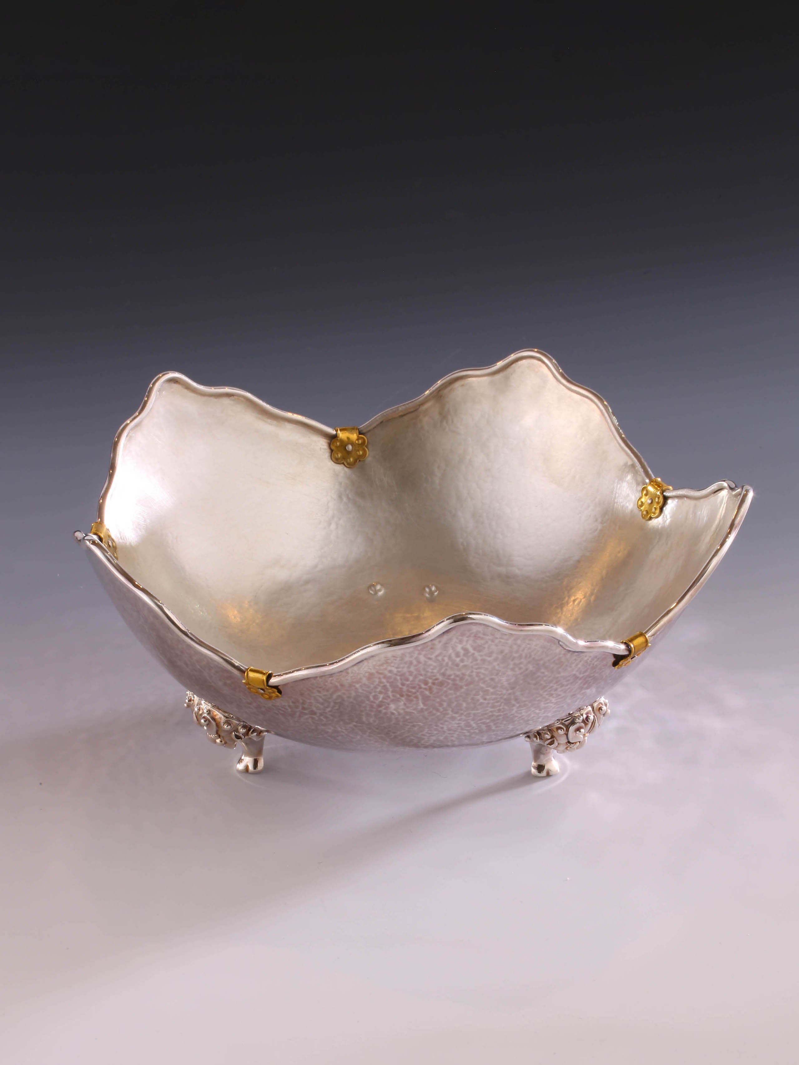 纯银饰金茶点盘