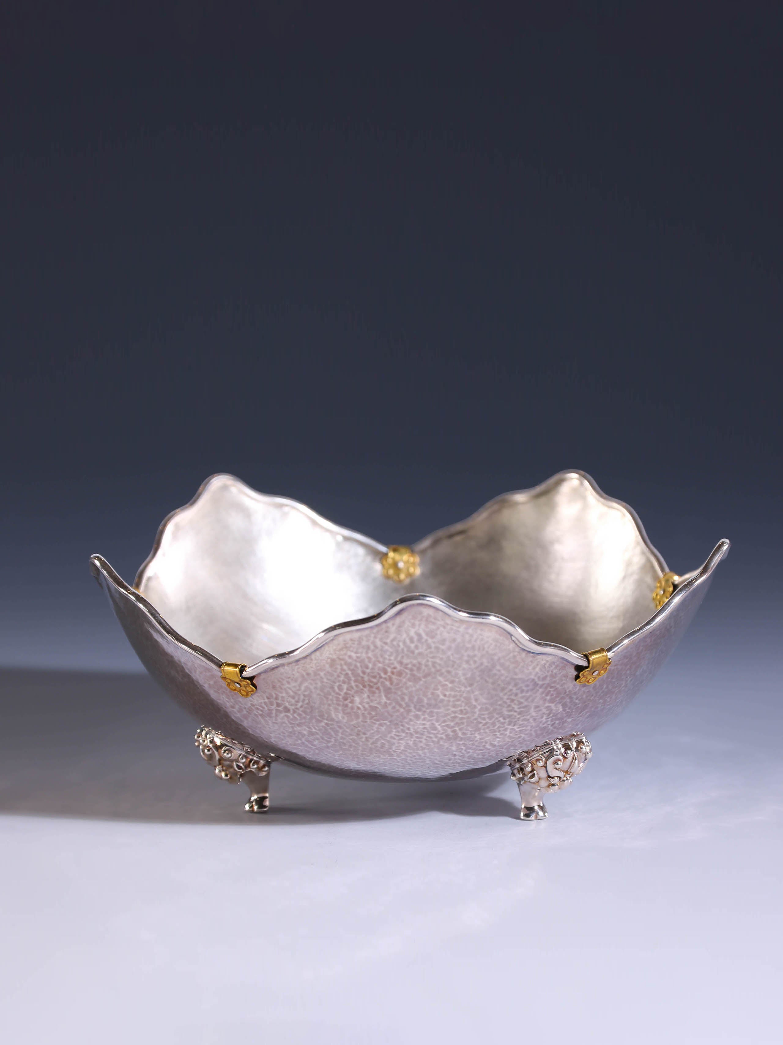 纯银饰金茶点盘