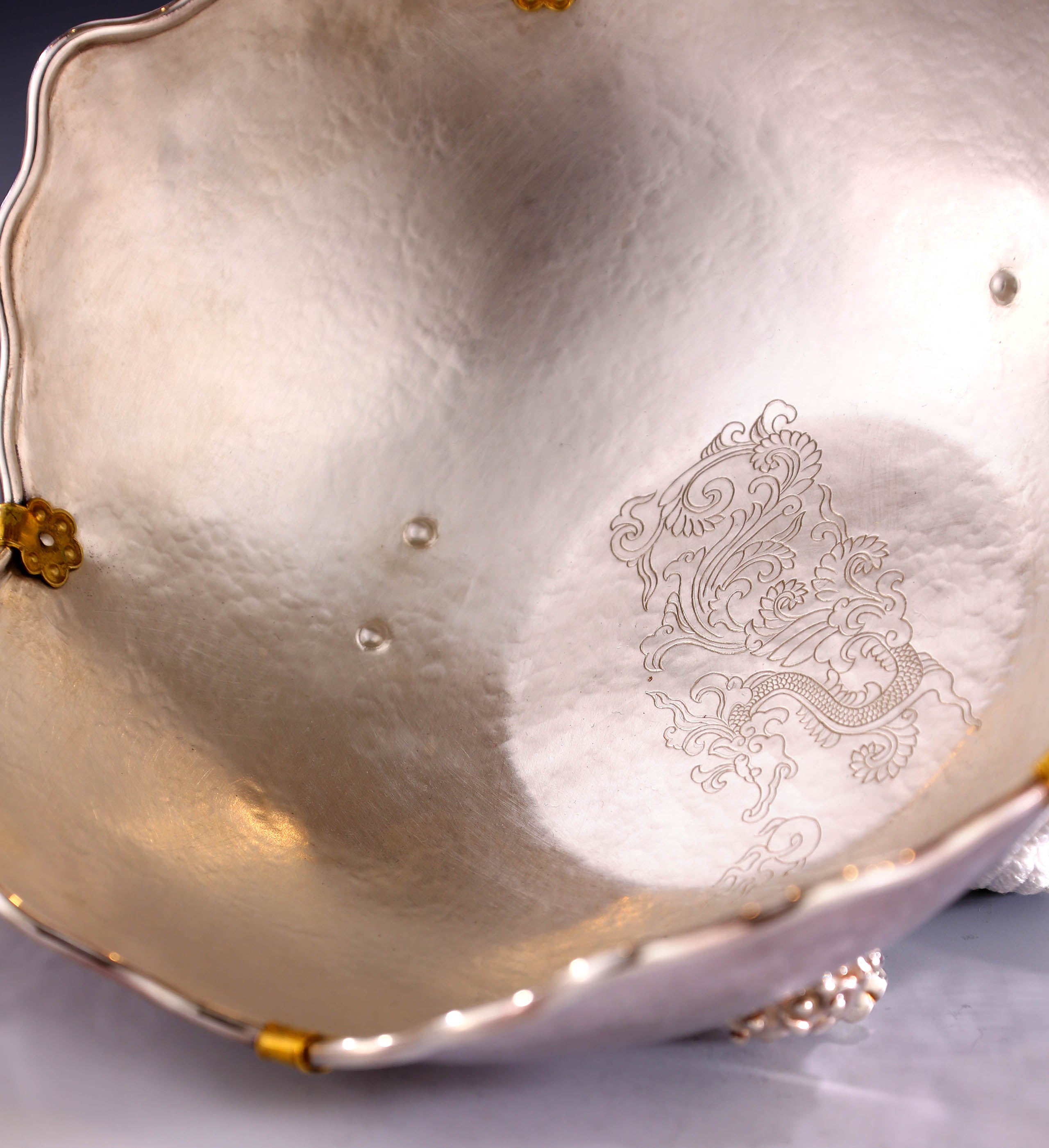 纯银饰金茶点盘