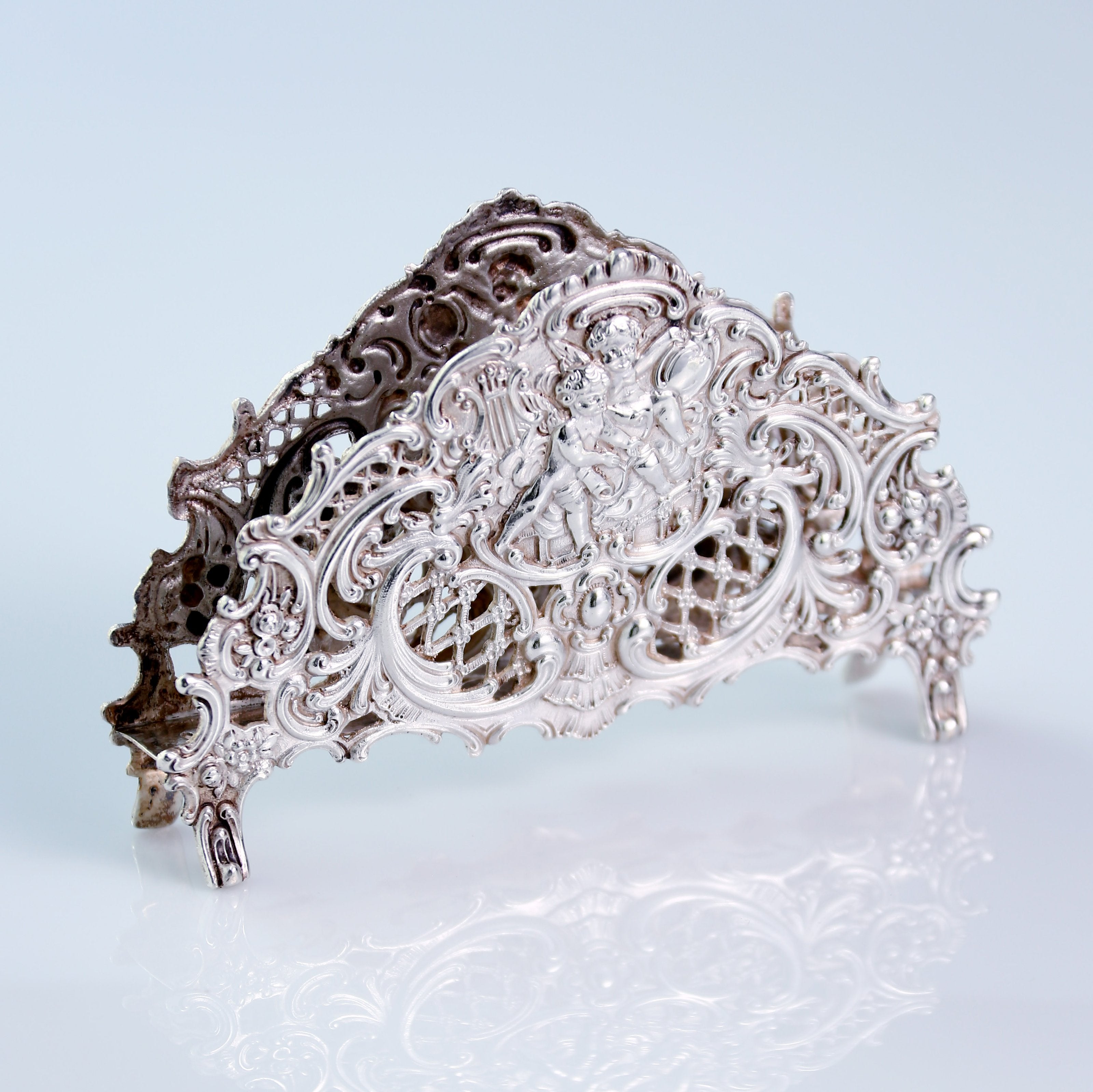 歐洲古董純銀天使紙巾架