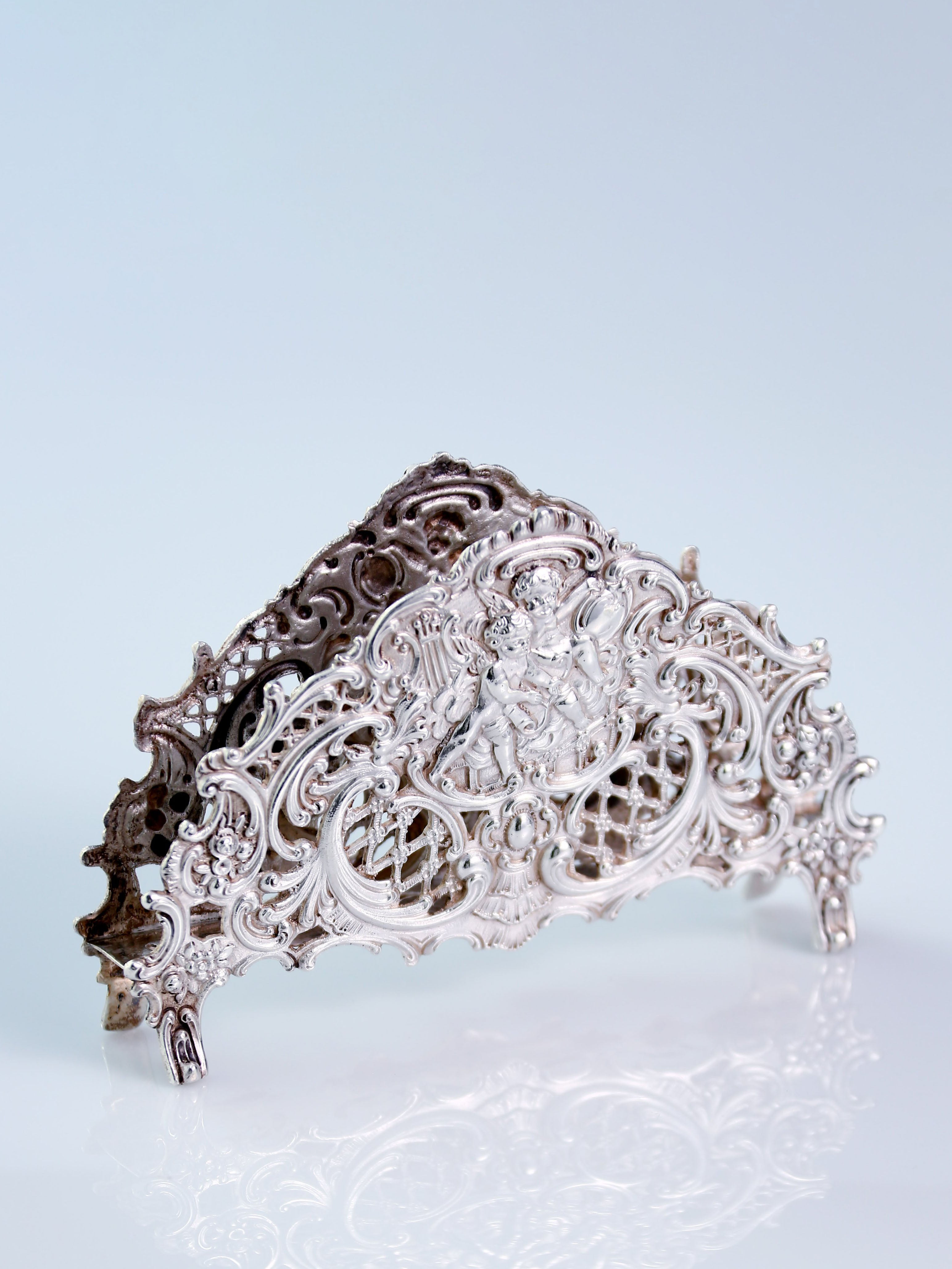 欧洲古董纯银天使纸巾架