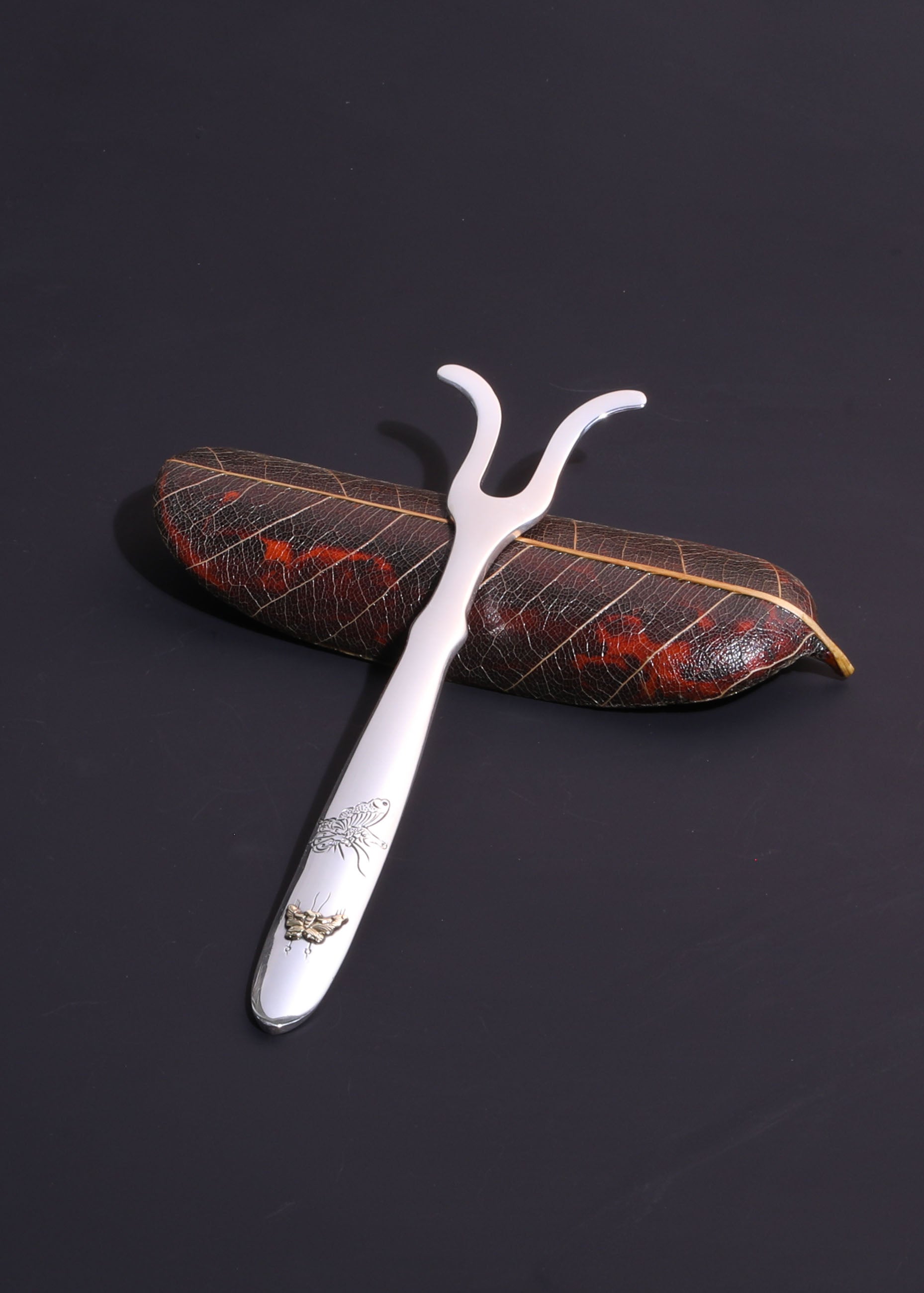 纯银錾刻茶刀|茶挑