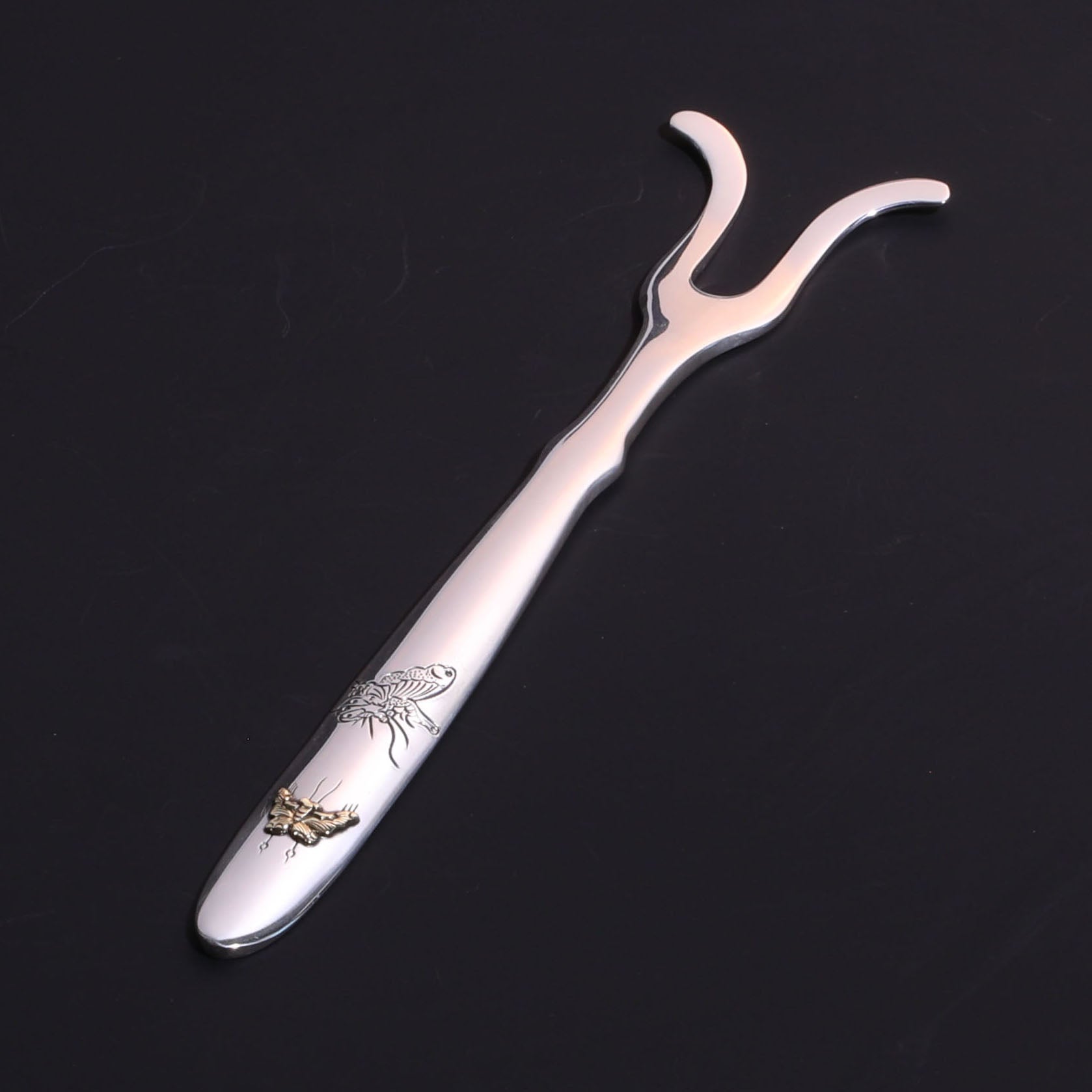 纯银錾刻茶刀|茶挑
