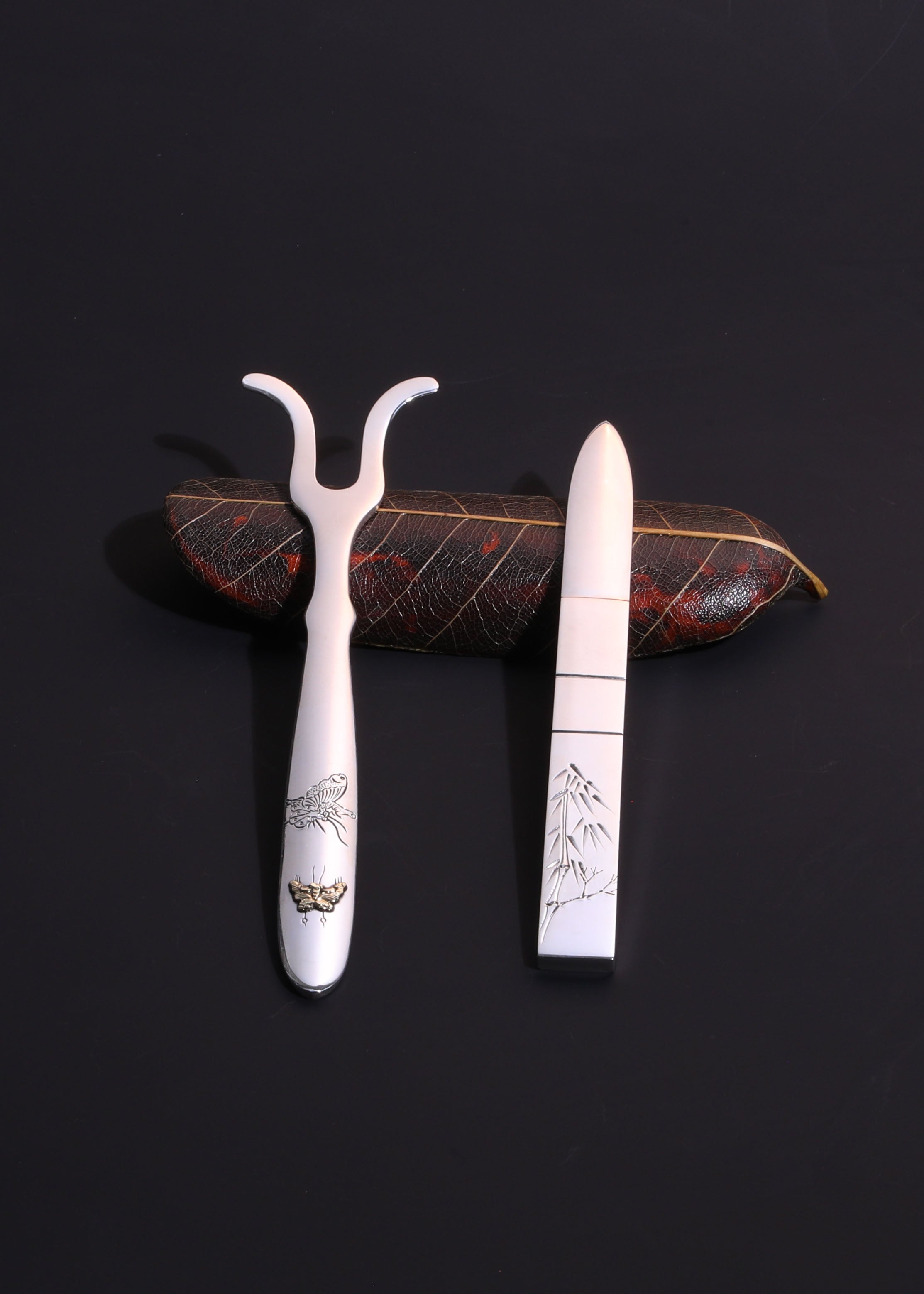 纯银錾刻茶刀|茶挑