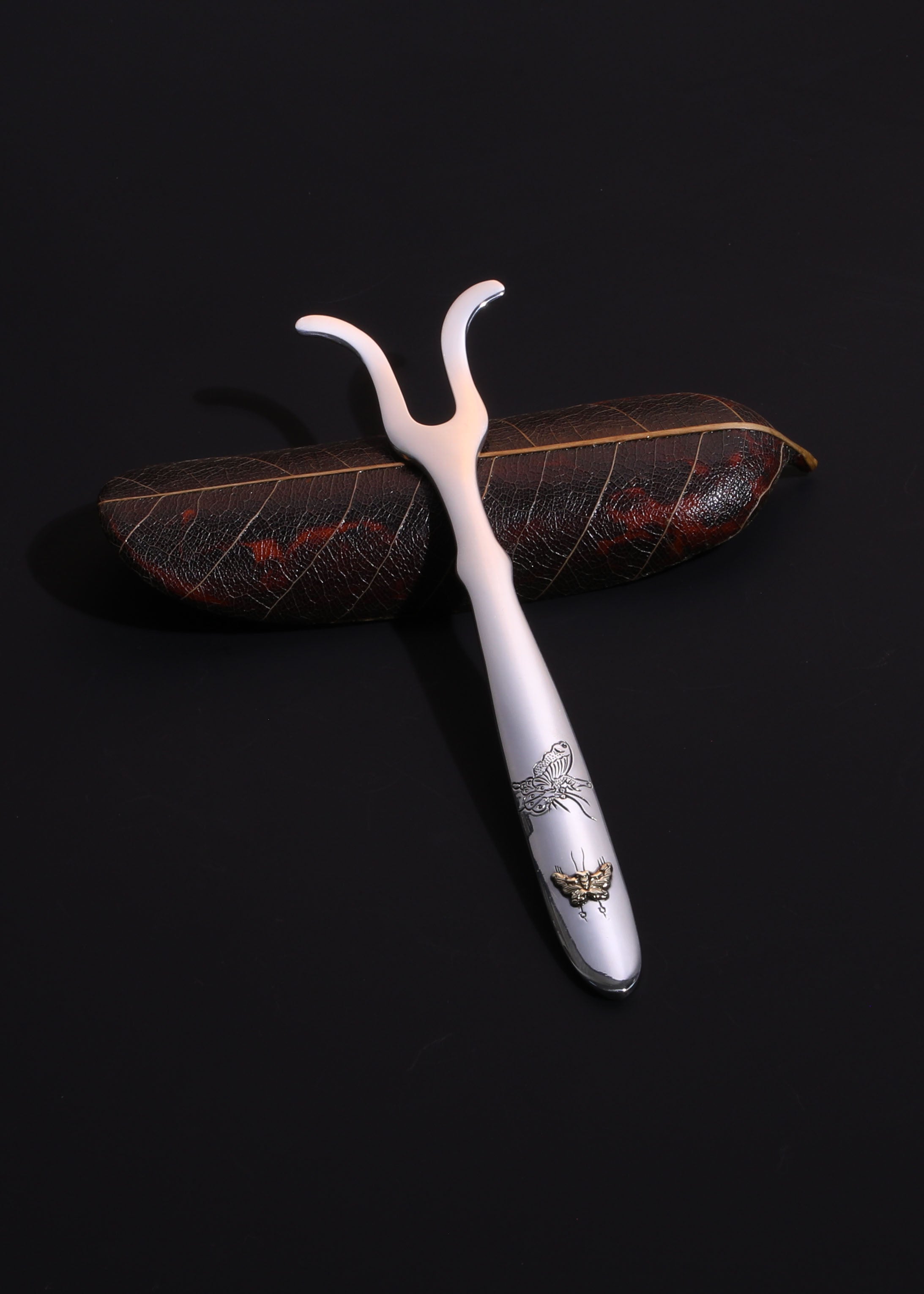 纯银錾刻茶刀|茶挑