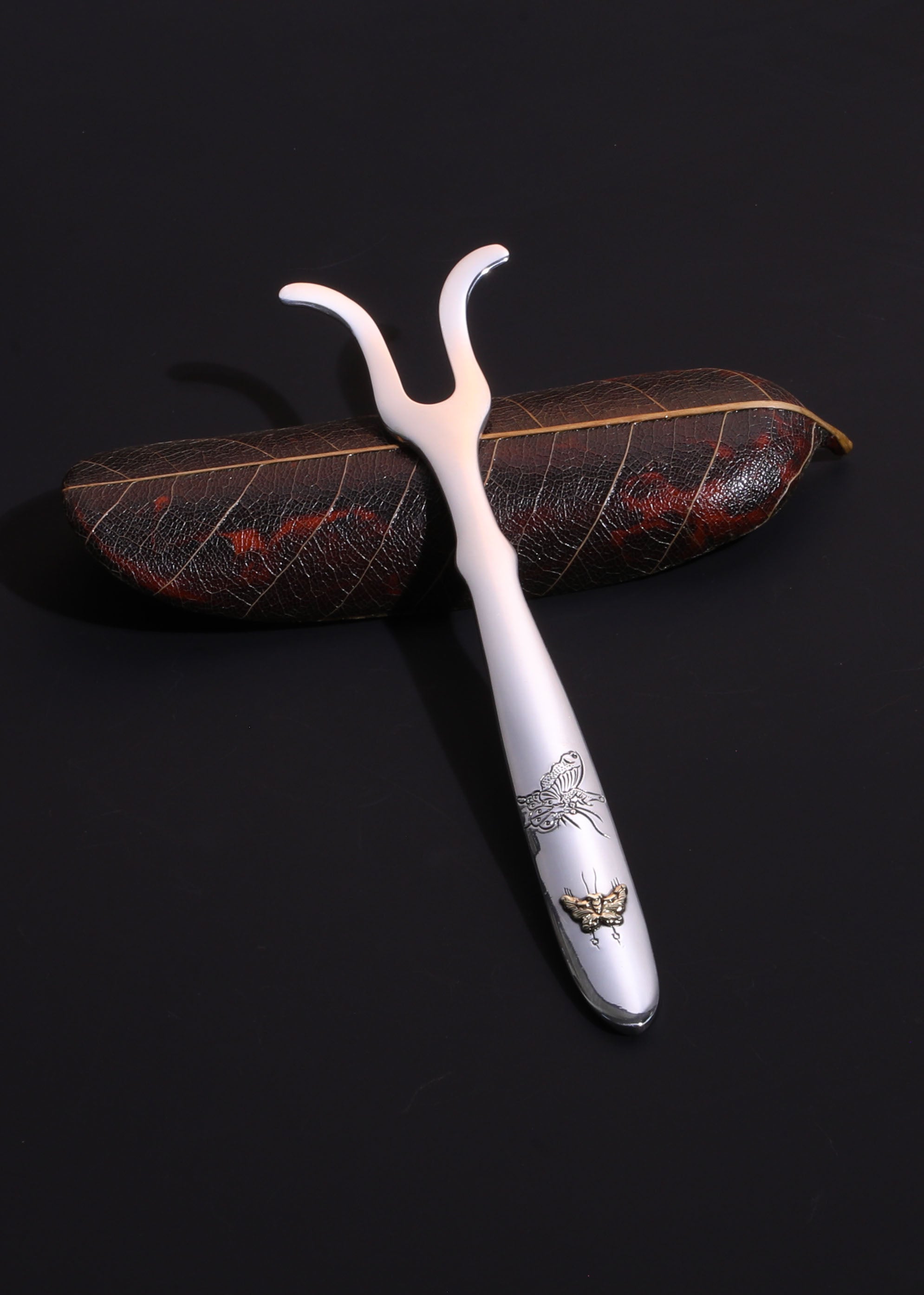 纯银錾刻茶刀|茶挑