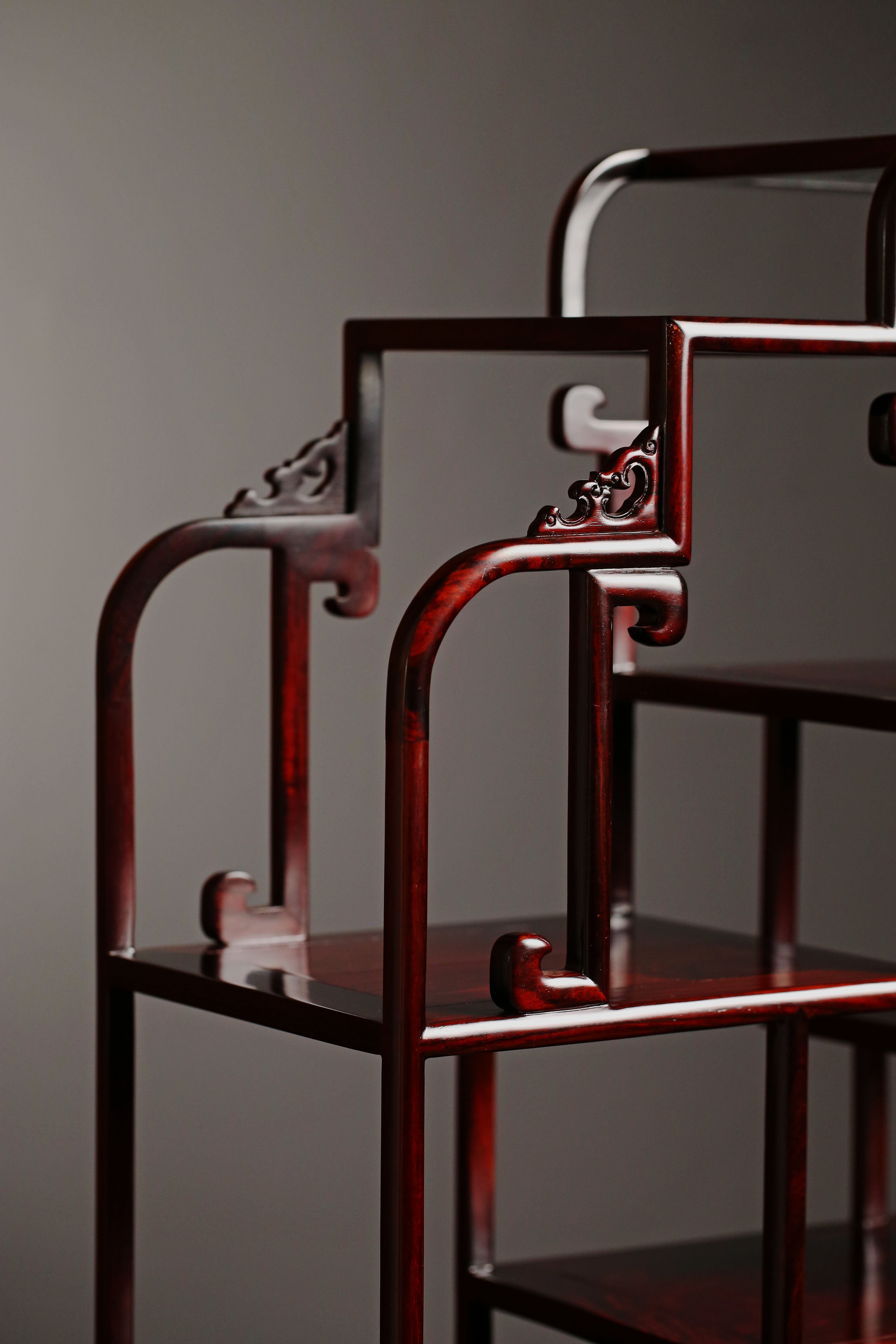 大红酸枝/紫檀 卷书博古架