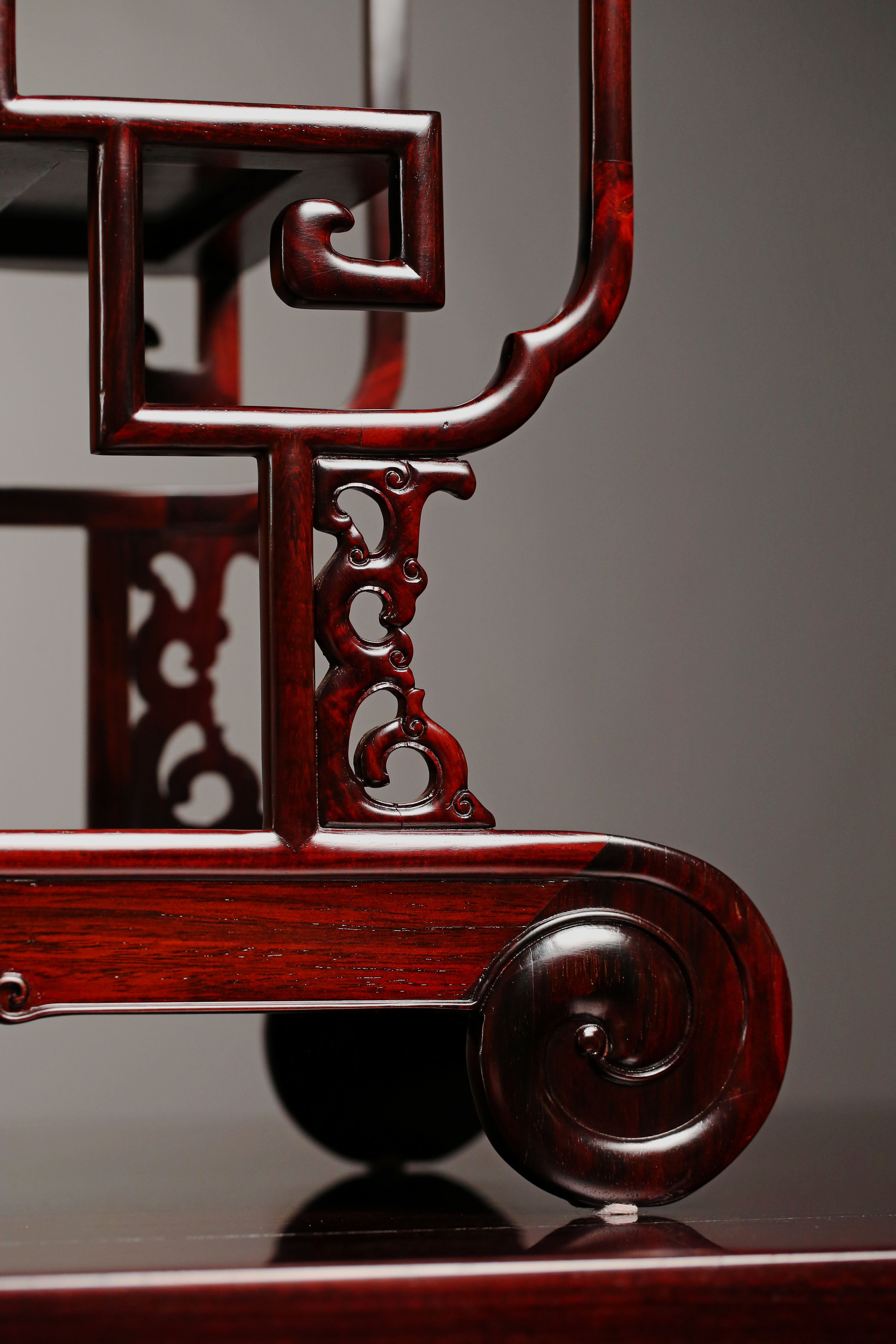 大红酸枝/紫檀 卷书博古架