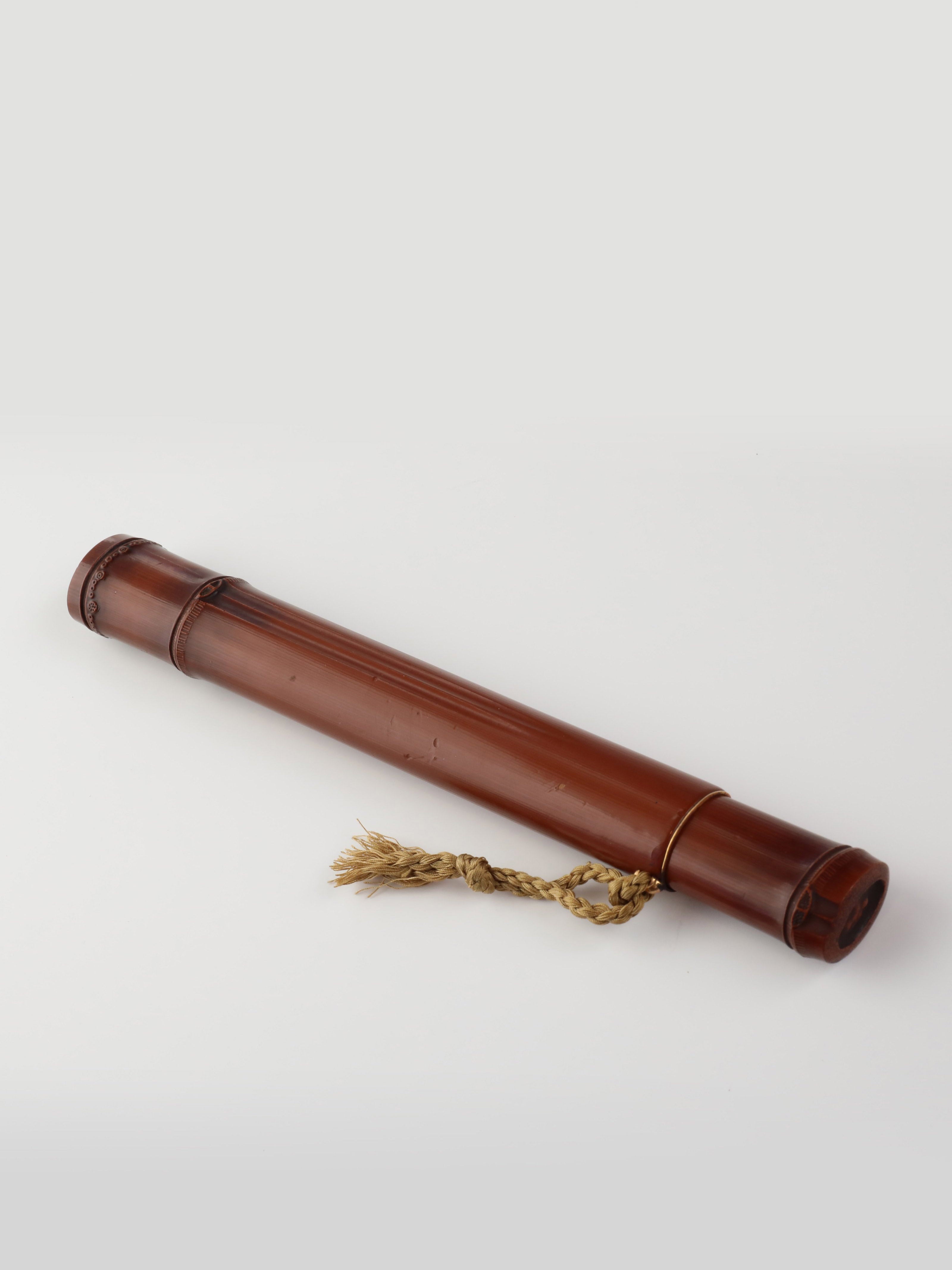 日本江户时期大漆仿竹形（木雕）香筒