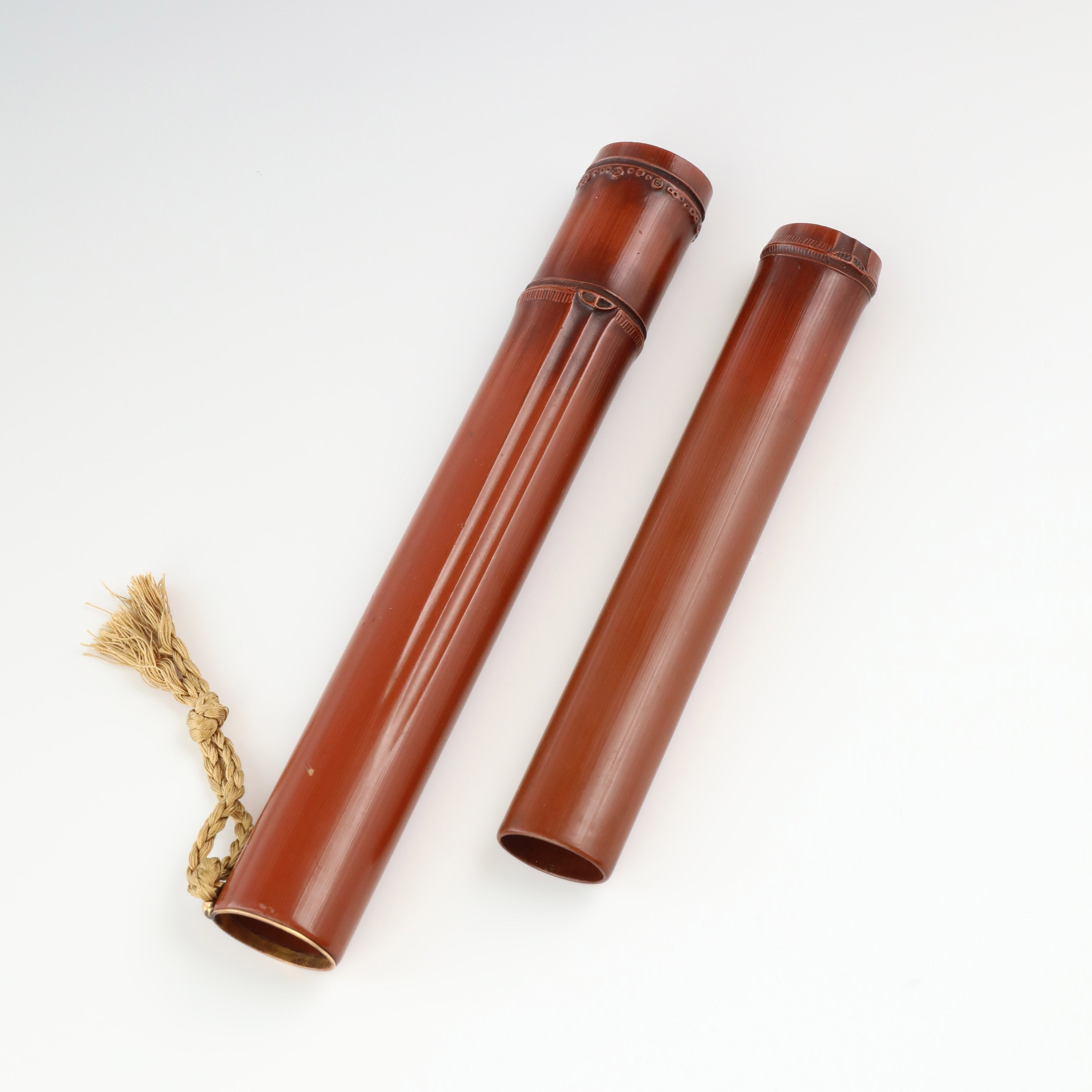 日本江户时期大漆仿竹形（木雕）香筒