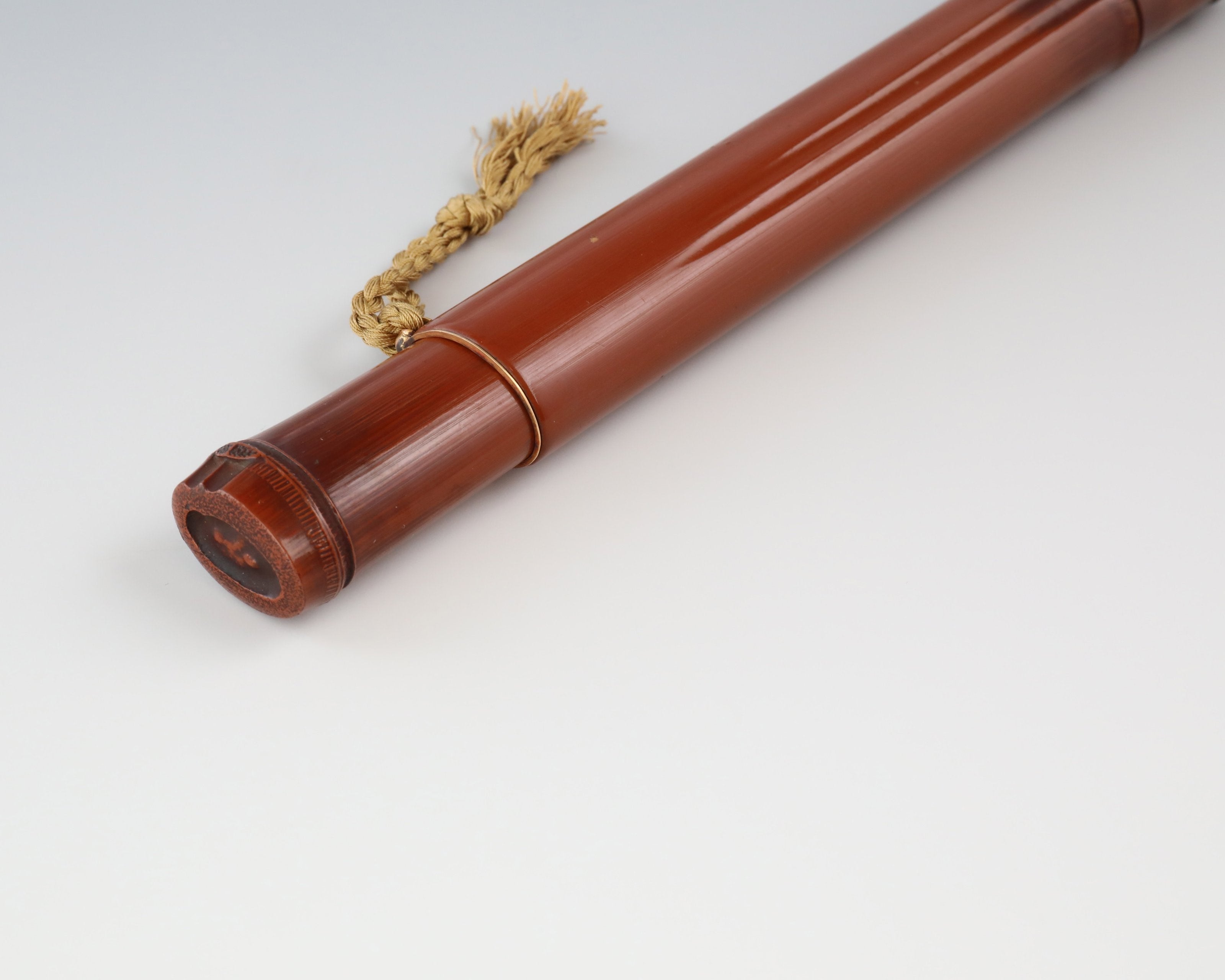 日本江户时期大漆仿竹形（木雕）香筒