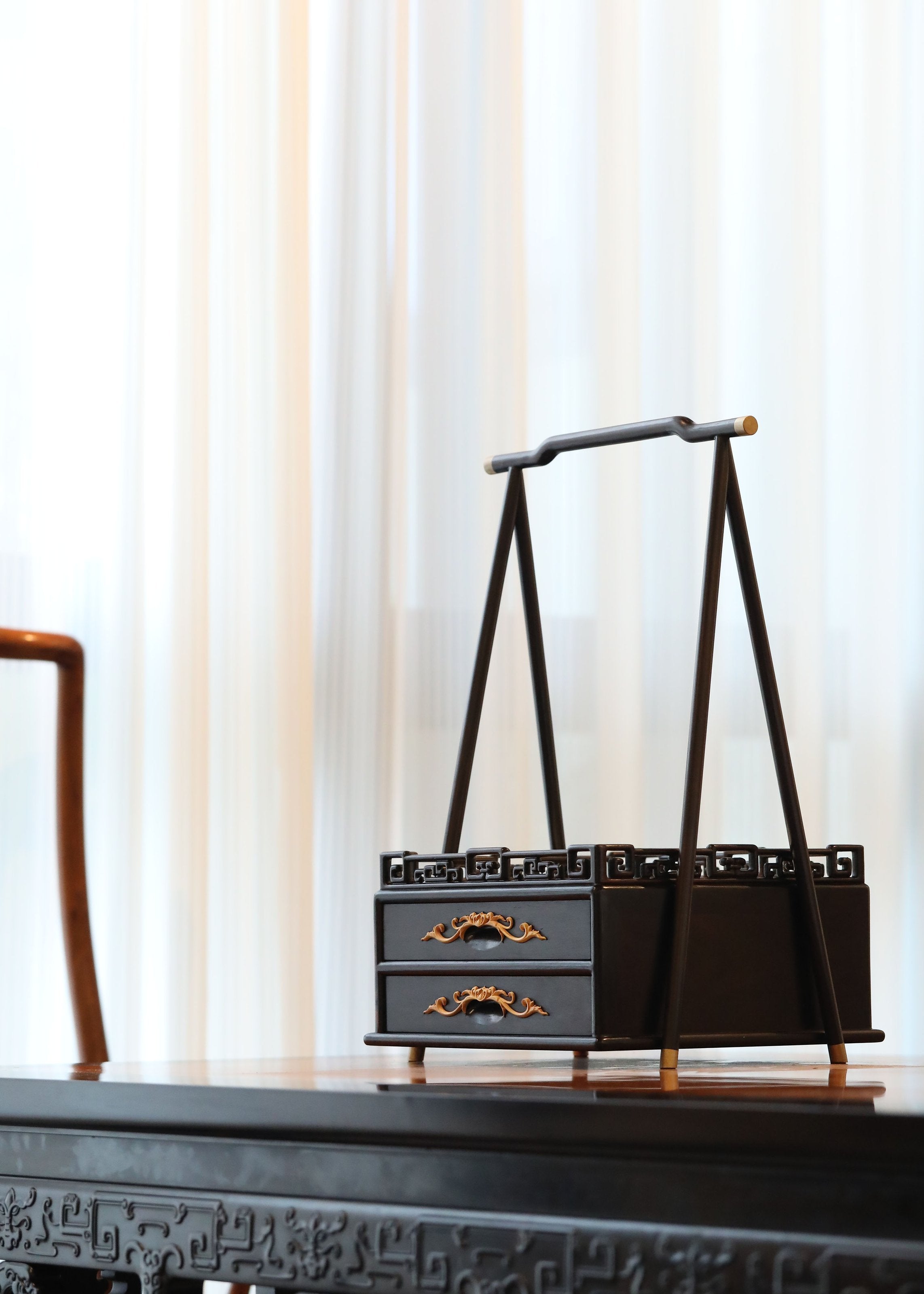 大红酸枝 提梁茶盒