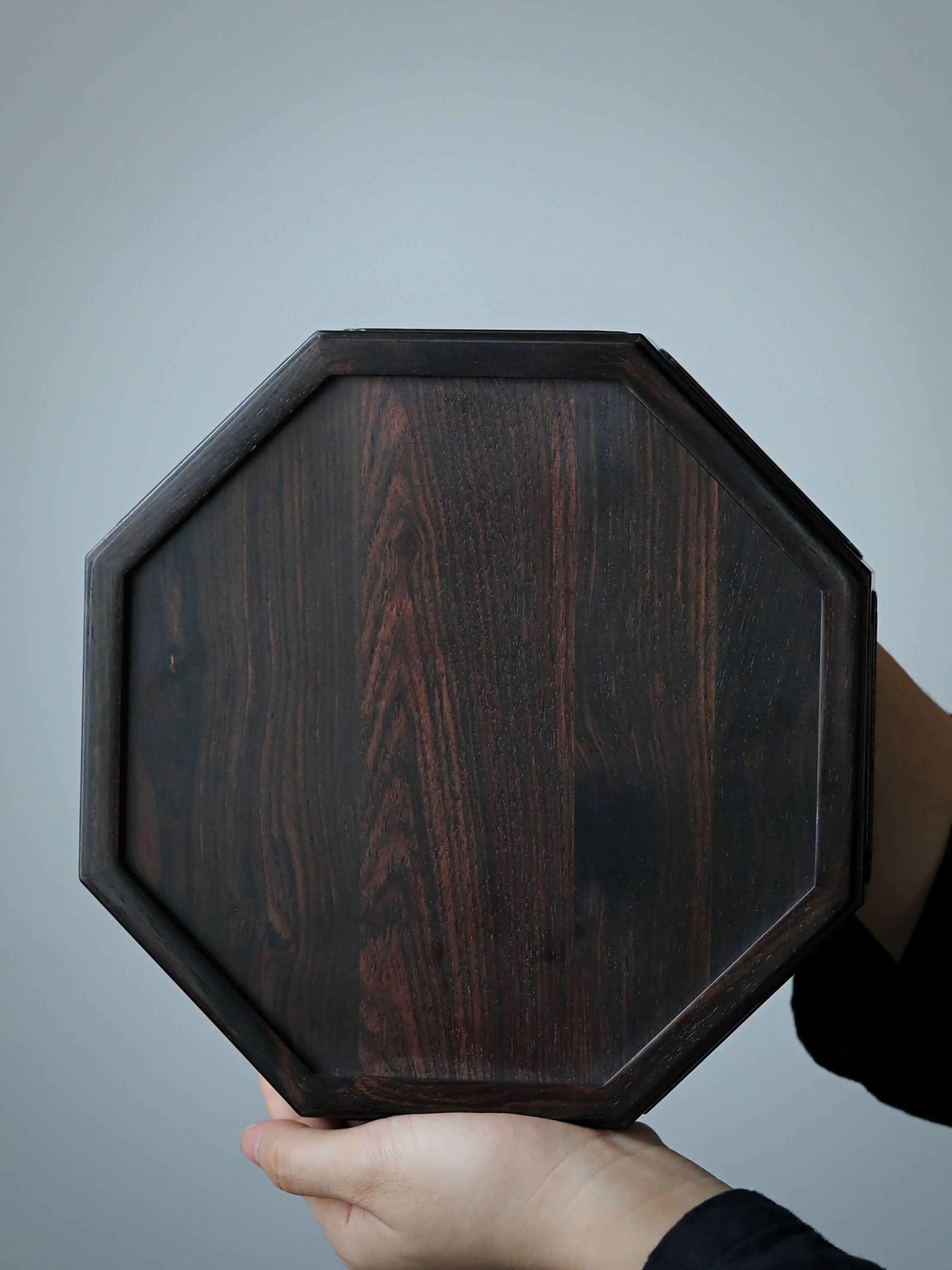 紫光檀编织窗格纹八角茶盘