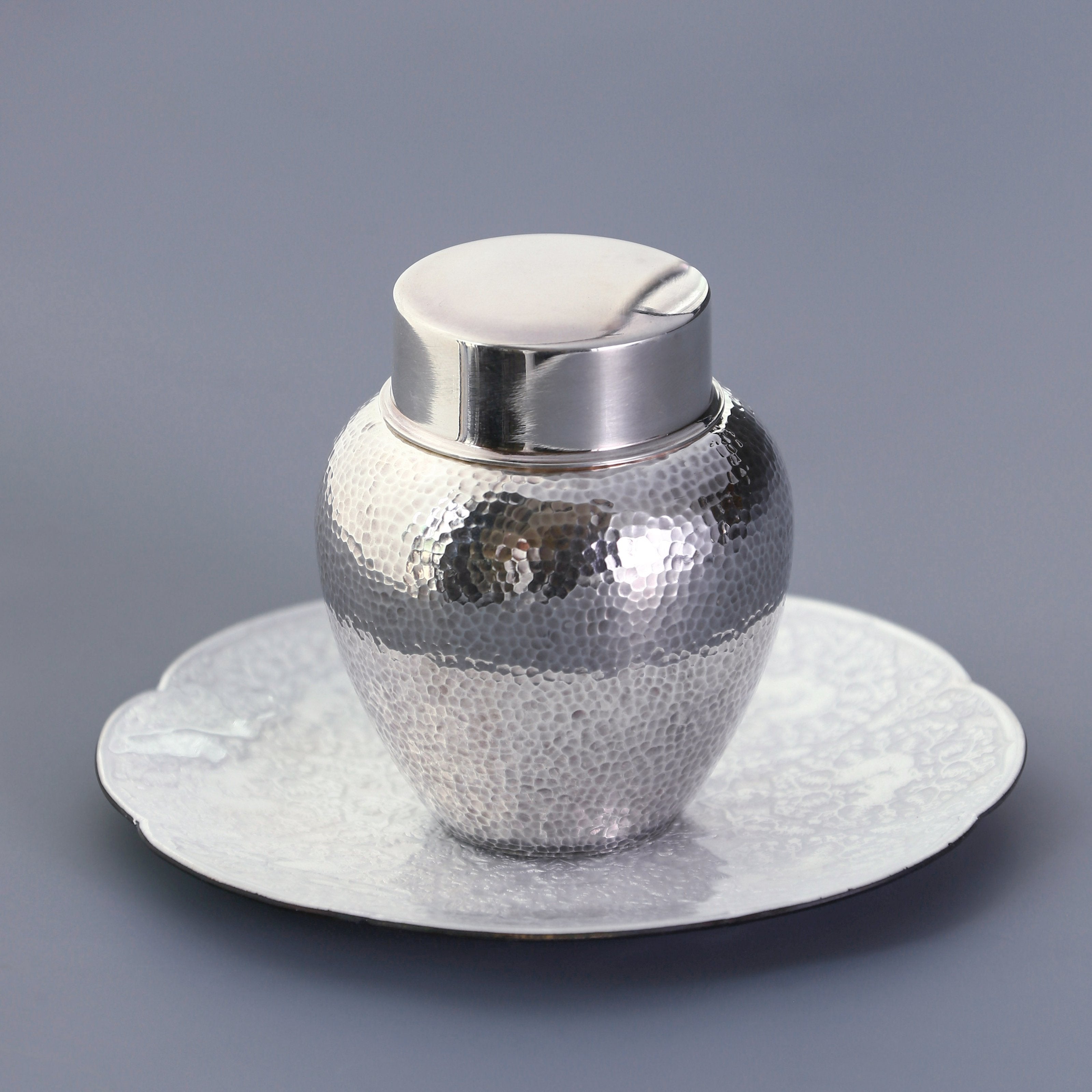 大雅堂純銀錘紋茶葉罐純錫筋紋老茶葉罐