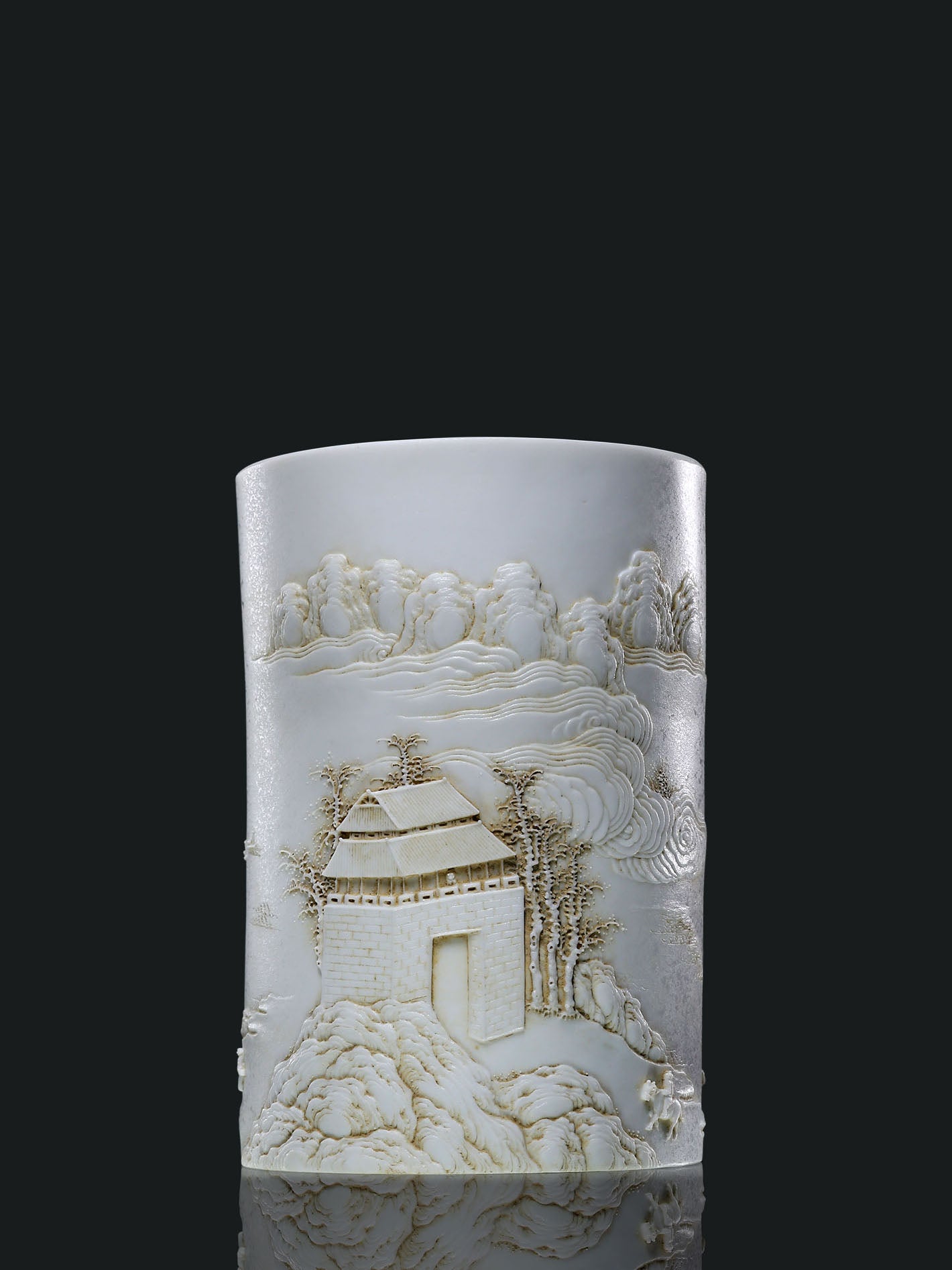 Dayazhai Carved White Porcelain Brush Pot