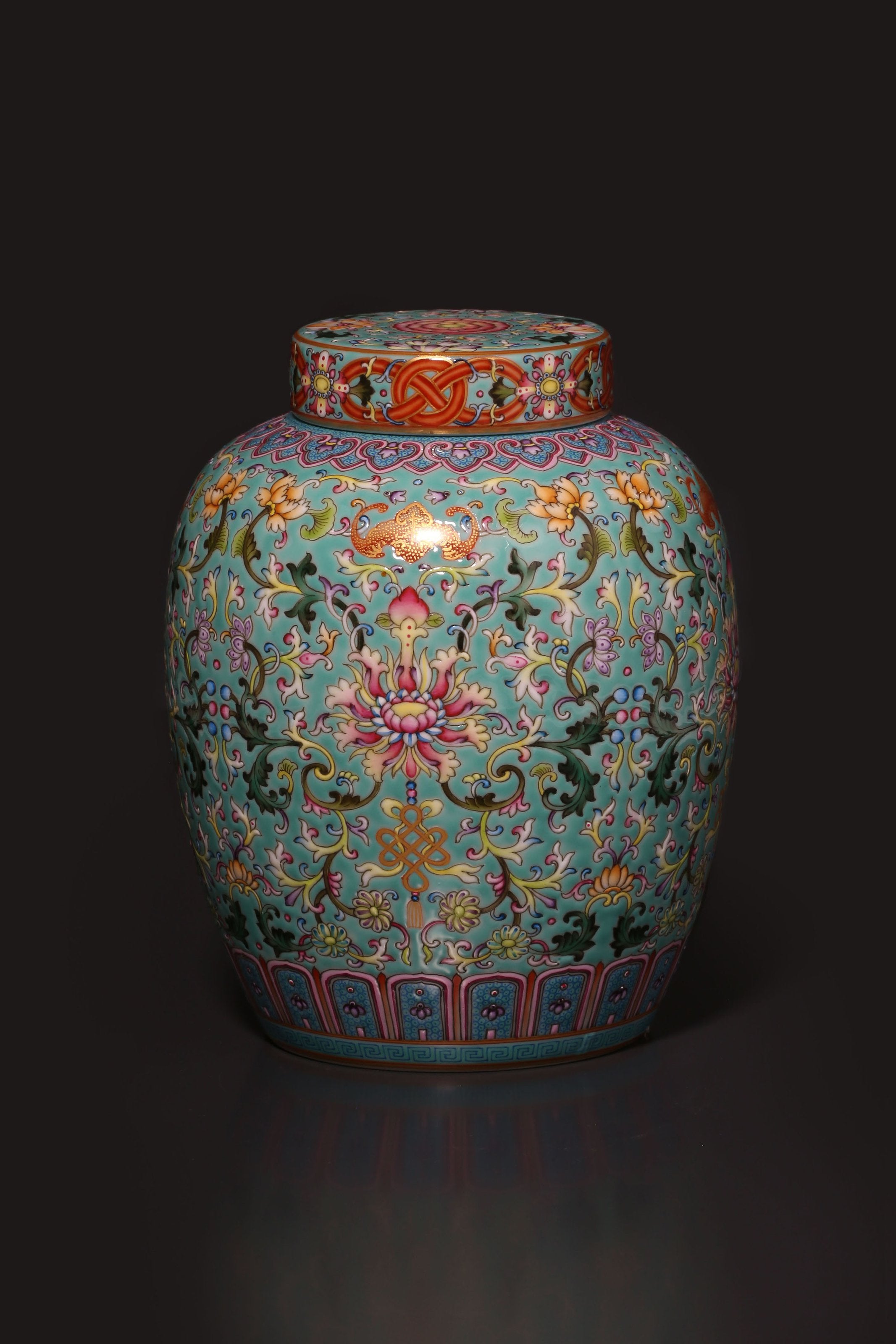 珐琅彩福运延绵天字罐