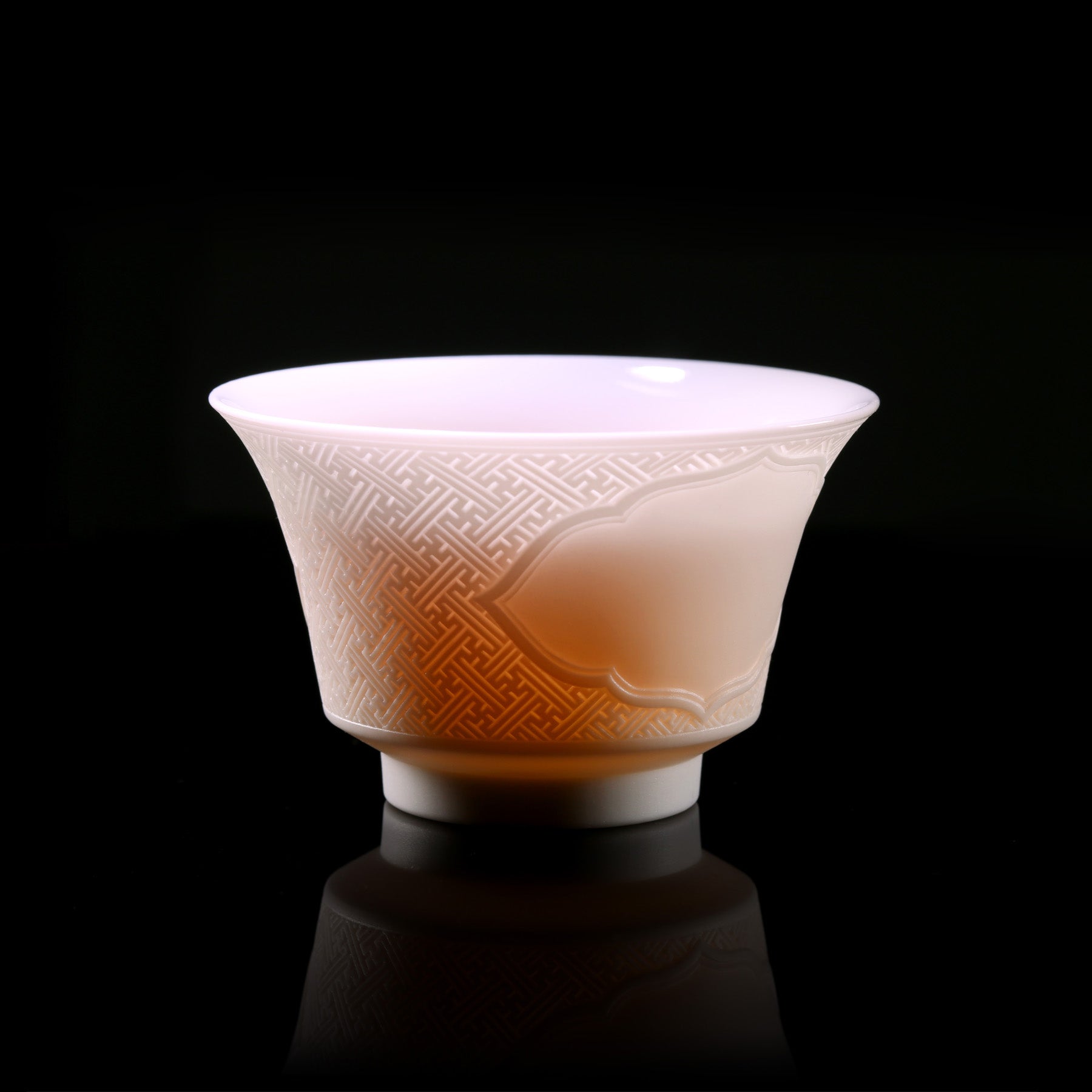 Dayazhai Hand-Carved Swastika Motif Lidded Bowl / Cup