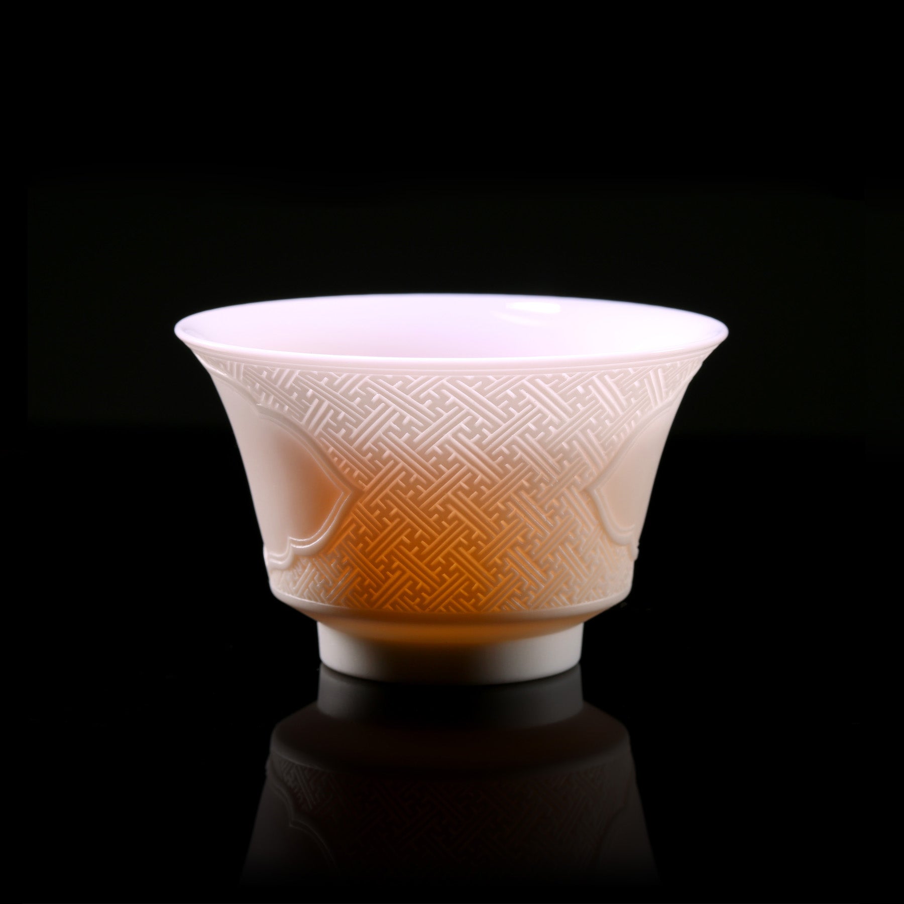 Dayazhai Hand-Carved Swastika Motif Lidded Bowl / Cup