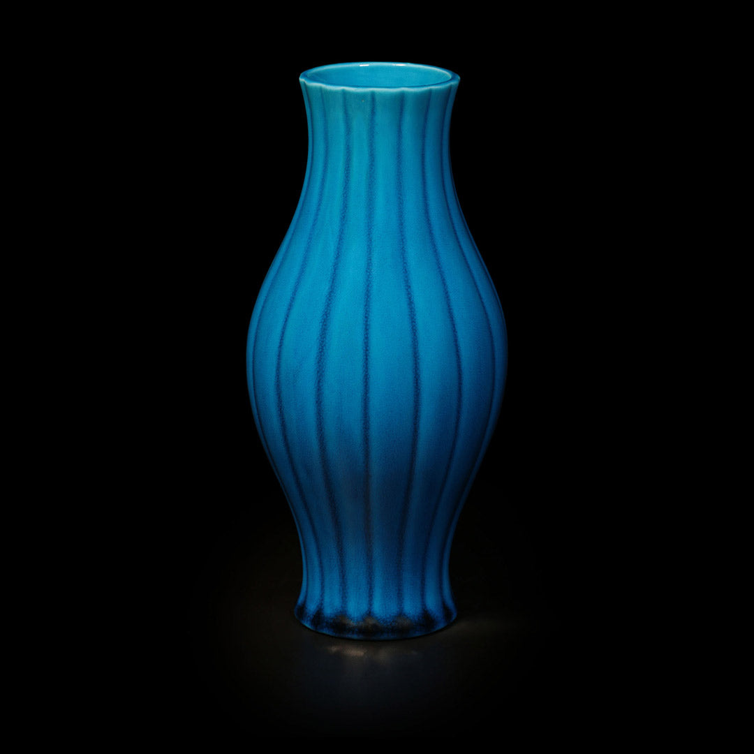 Fahua (Peacock Blue) Ribbed Vase