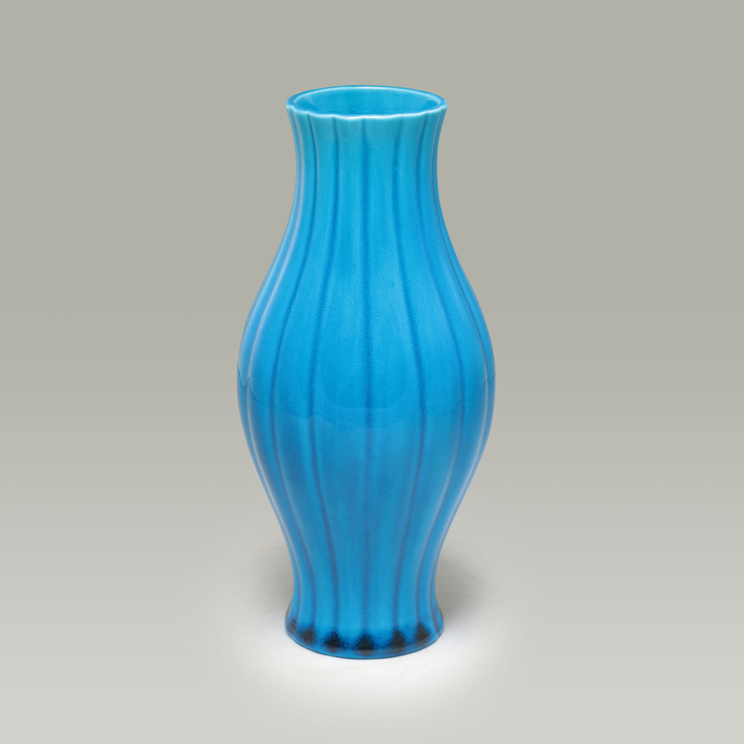Fahua (Peacock Blue) Ribbed Vase