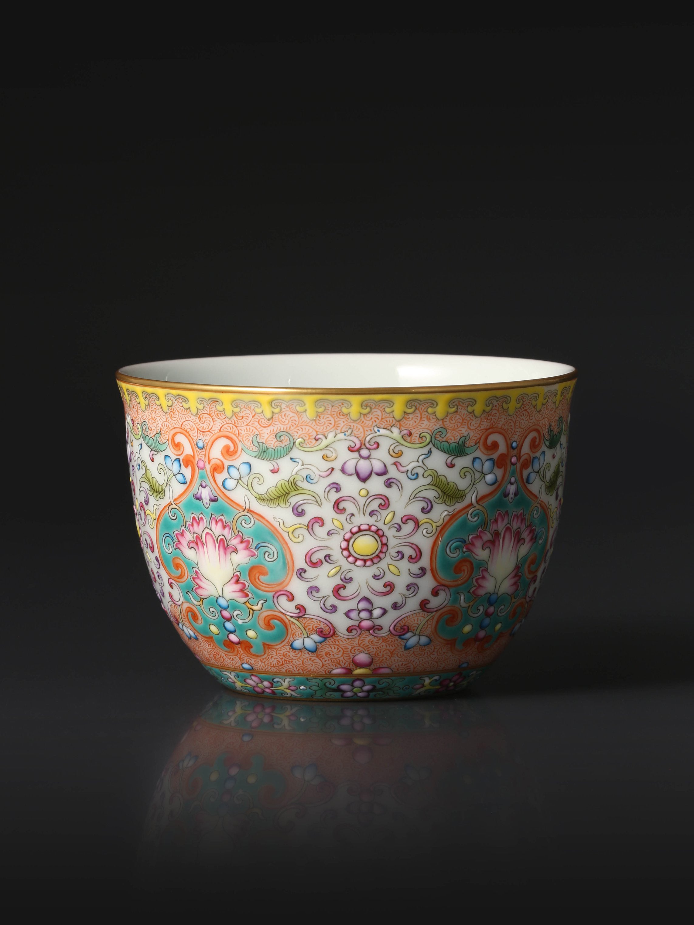 Enamel Cylinder Cup with Baoxiang Flowers