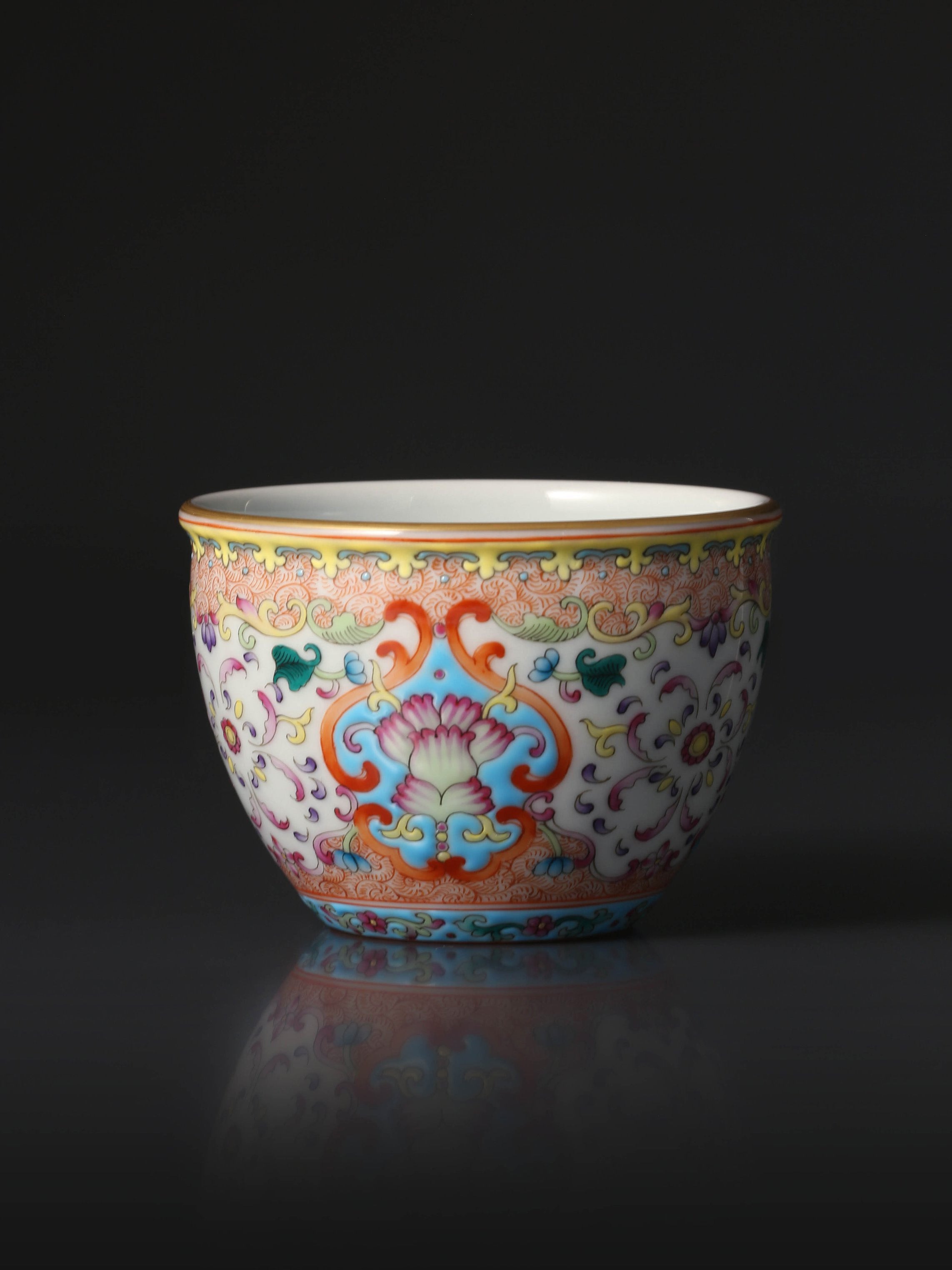 Enamel Cylinder Cup with Baoxiang Flowers