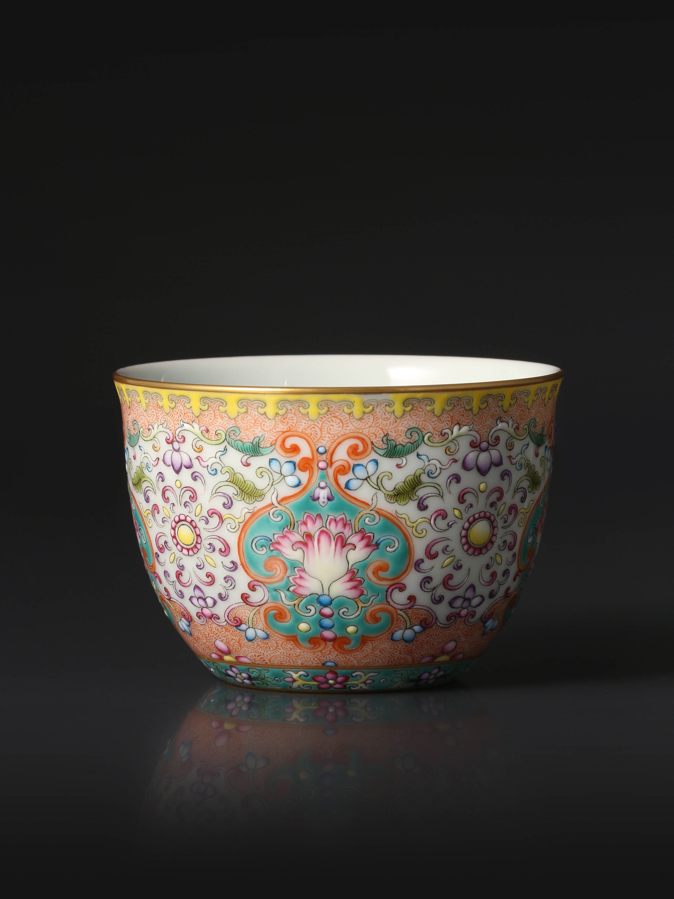 Enamel Cylinder Cup with Baoxiang Flowers