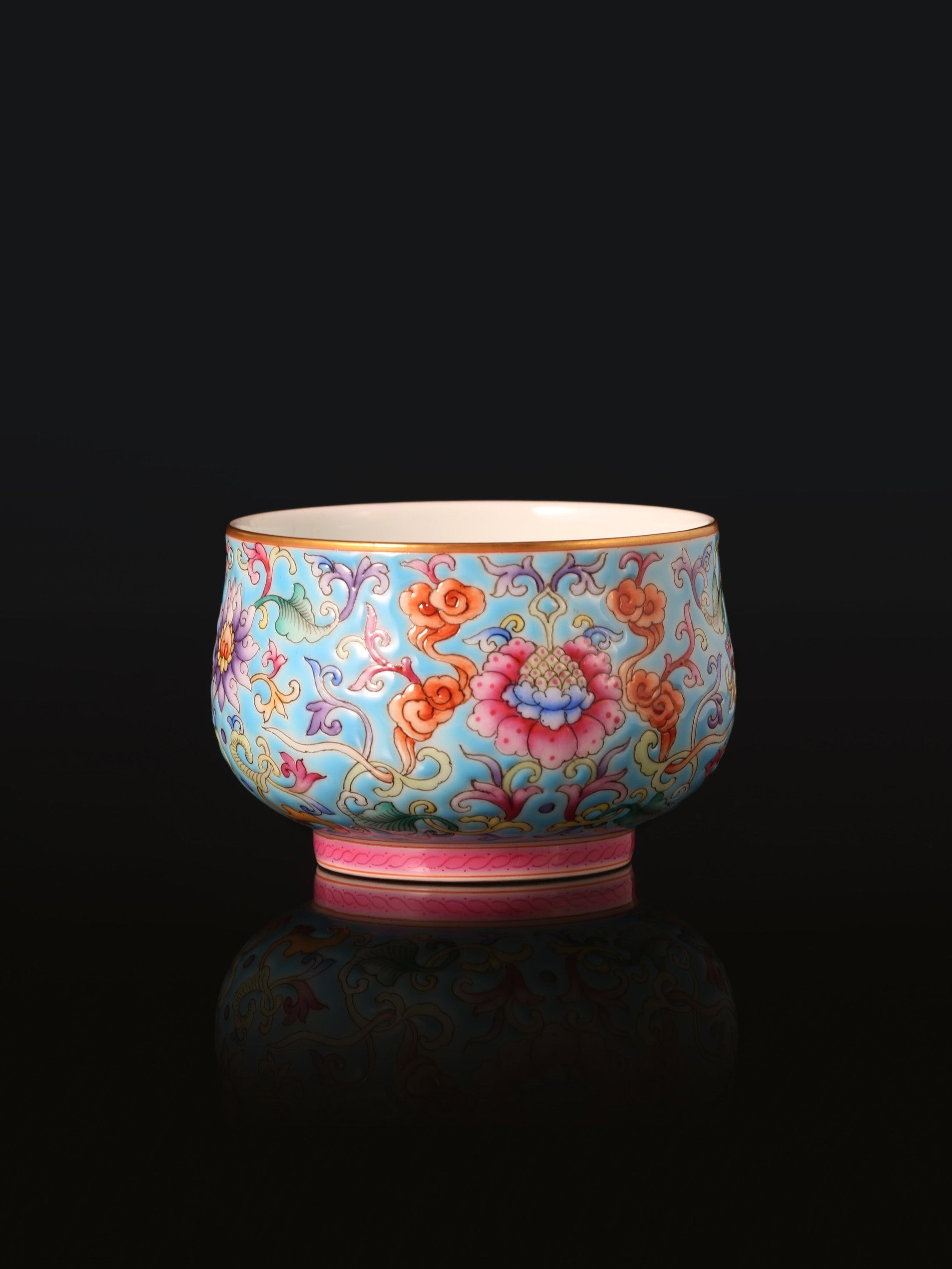 Enamel Arhat Cup with Scrolling Baoxiang Flowers