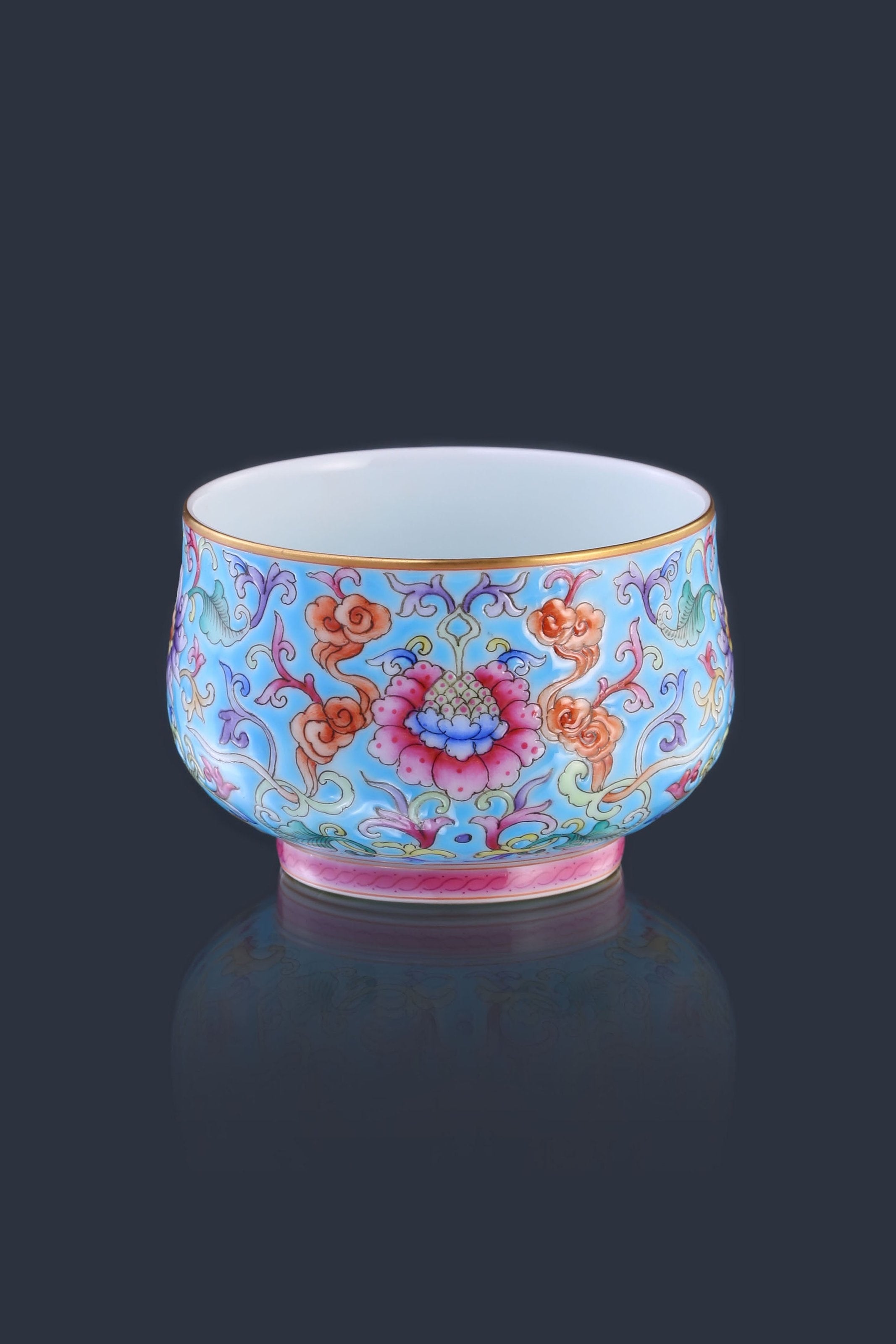 Enamel Arhat Cup with Scrolling Baoxiang Flowers