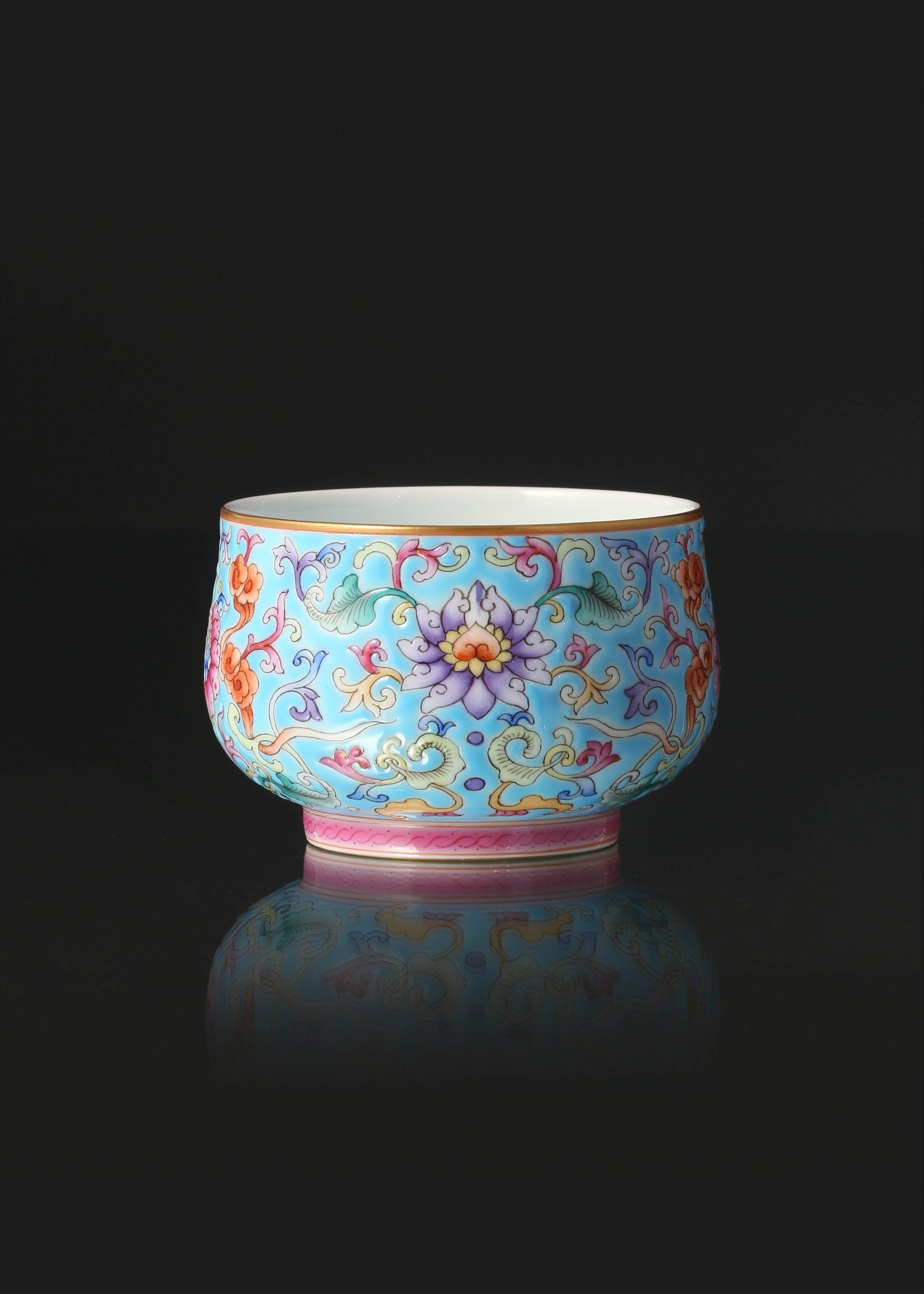 Enamel Arhat Cup with Scrolling Baoxiang Flowers