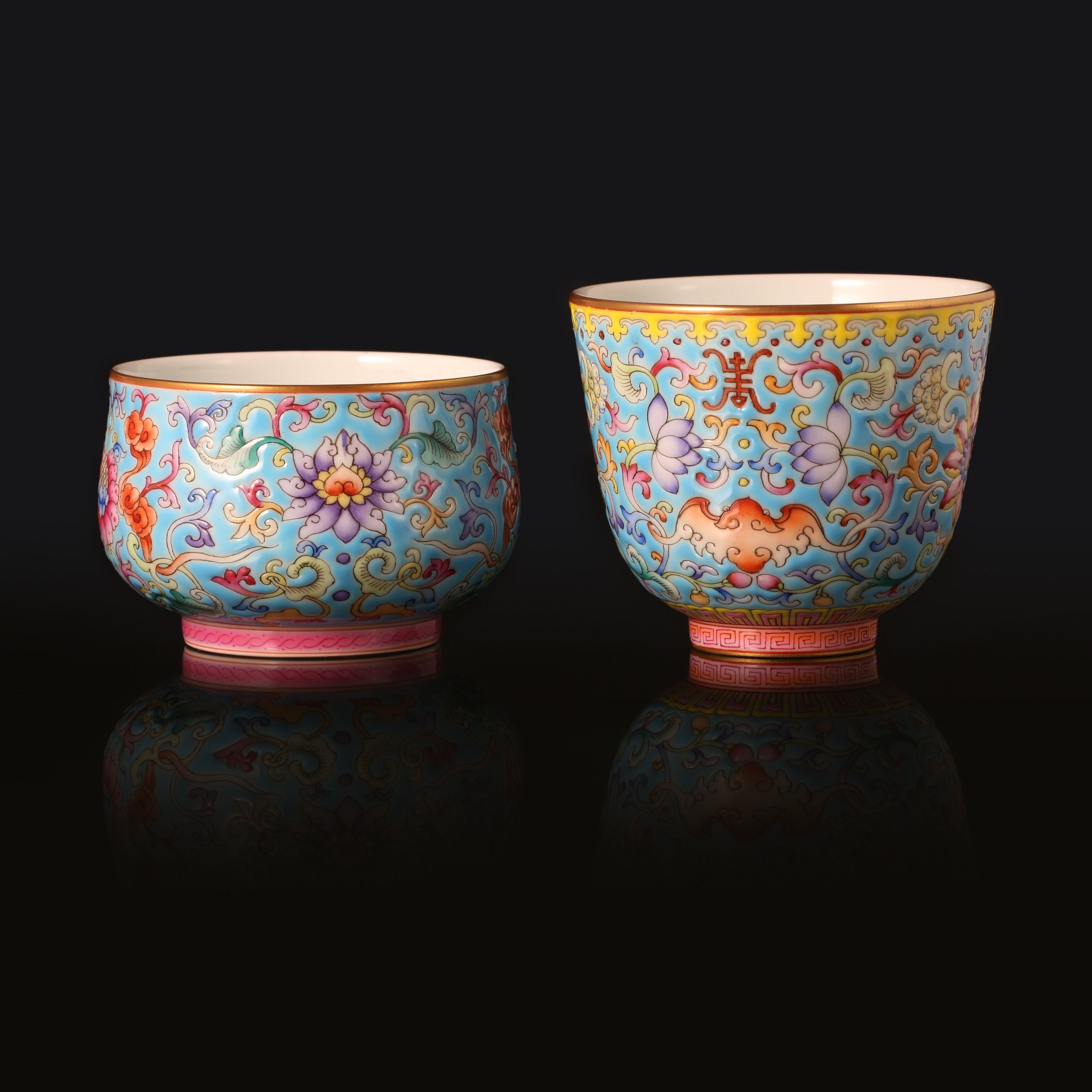 Enamel Arhat Cup with Scrolling Baoxiang Flowers