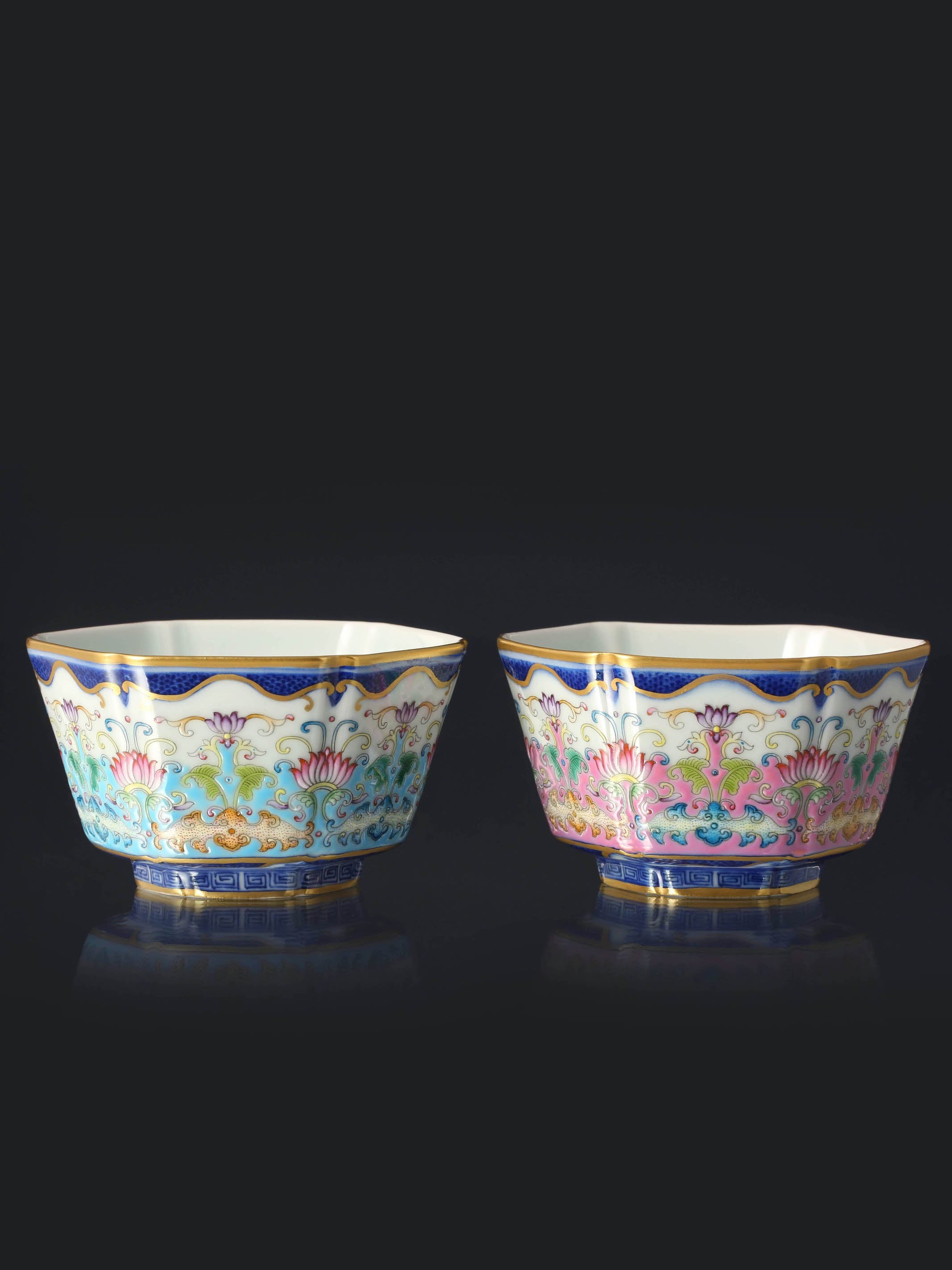 Enamel Hexagonal Cup with Auspicious Blessings