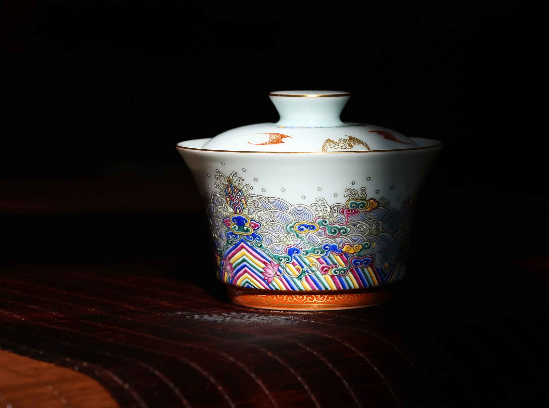 珐琅彩福山寿海盖碗/杯