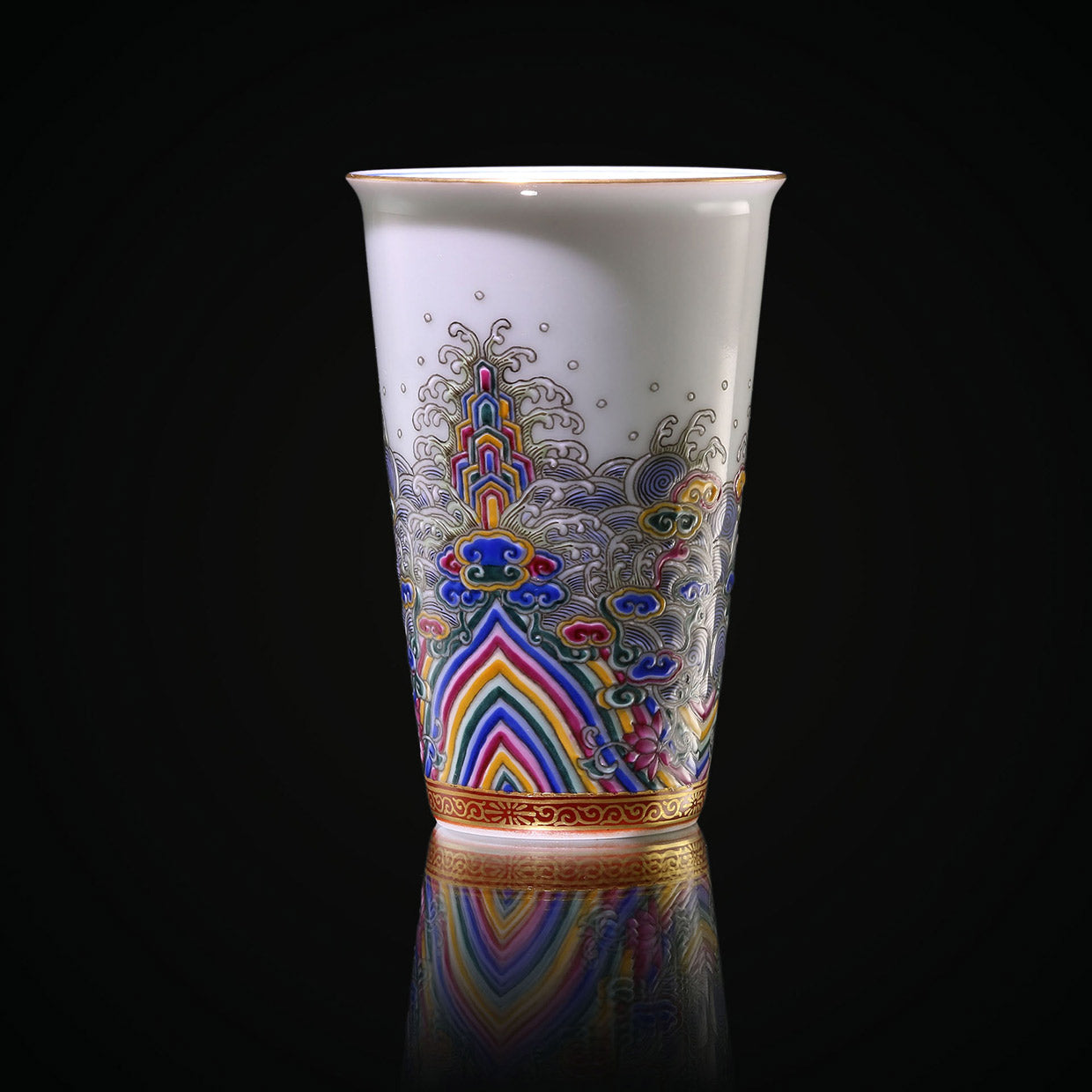 珐琅彩福山寿海盖碗/杯