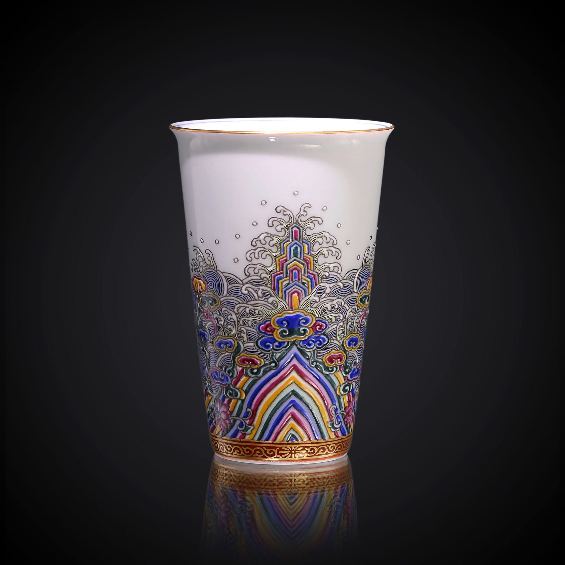 珐琅彩福山寿海盖碗/杯