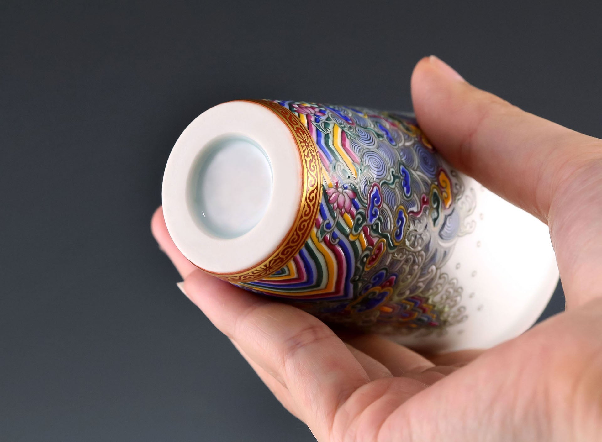 珐琅彩福山寿海盖碗/杯