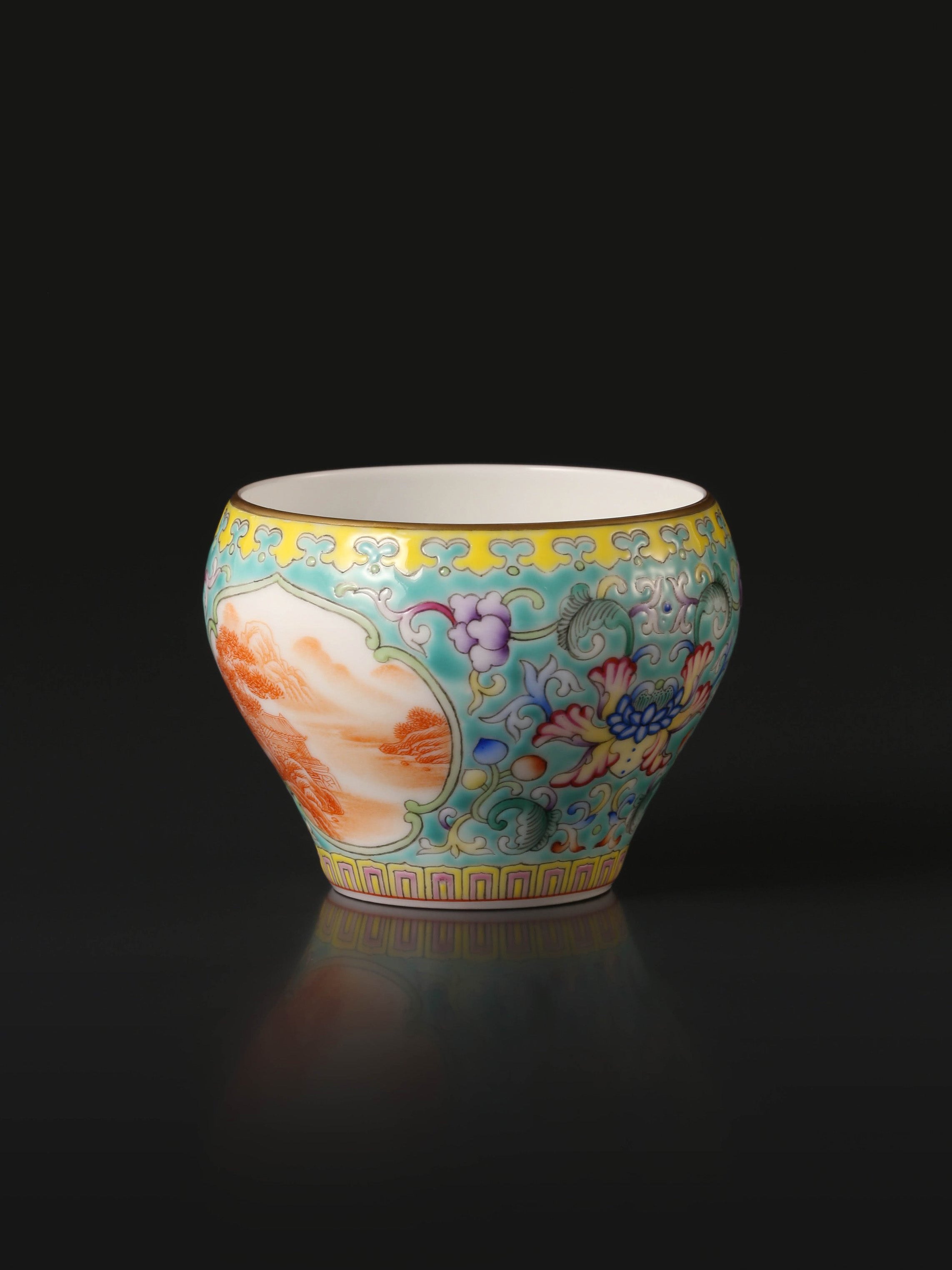 Enamel Iron Red Landscape Reserve Panel Cup