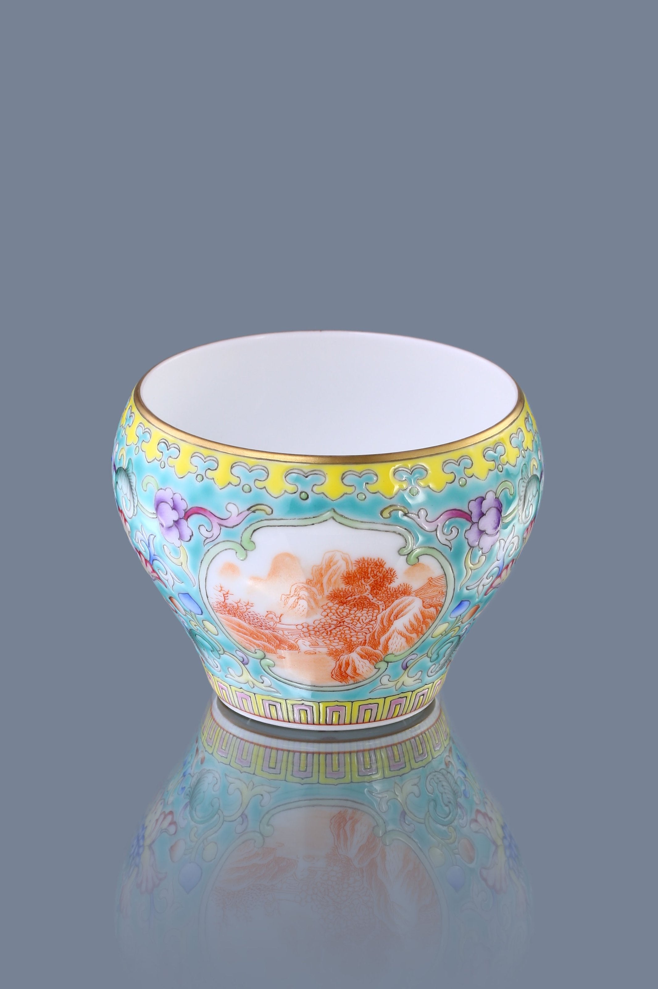 Enamel Iron Red Landscape Reserve Panel Cup