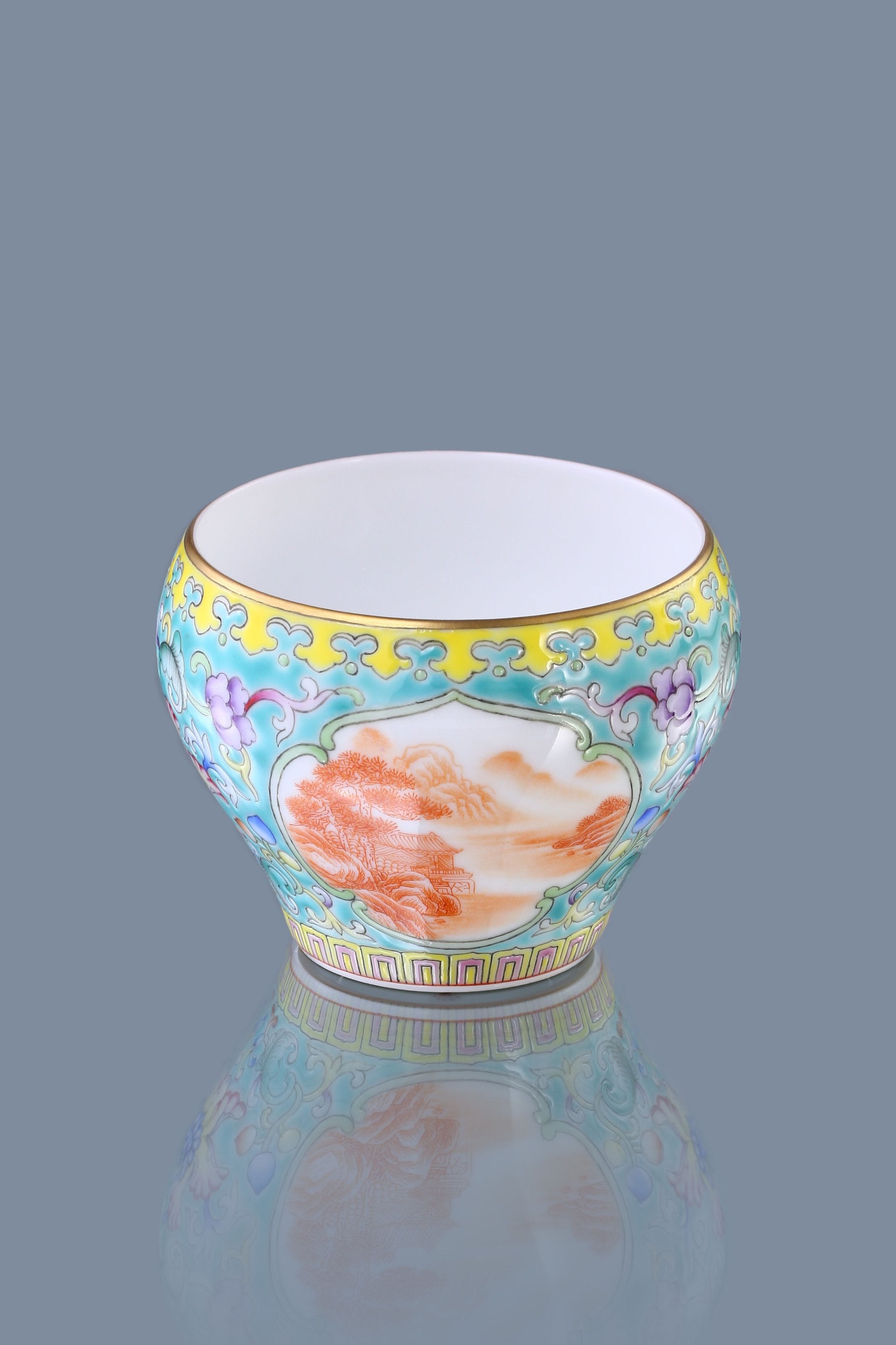 Enamel Iron Red Landscape Reserve Panel Cup