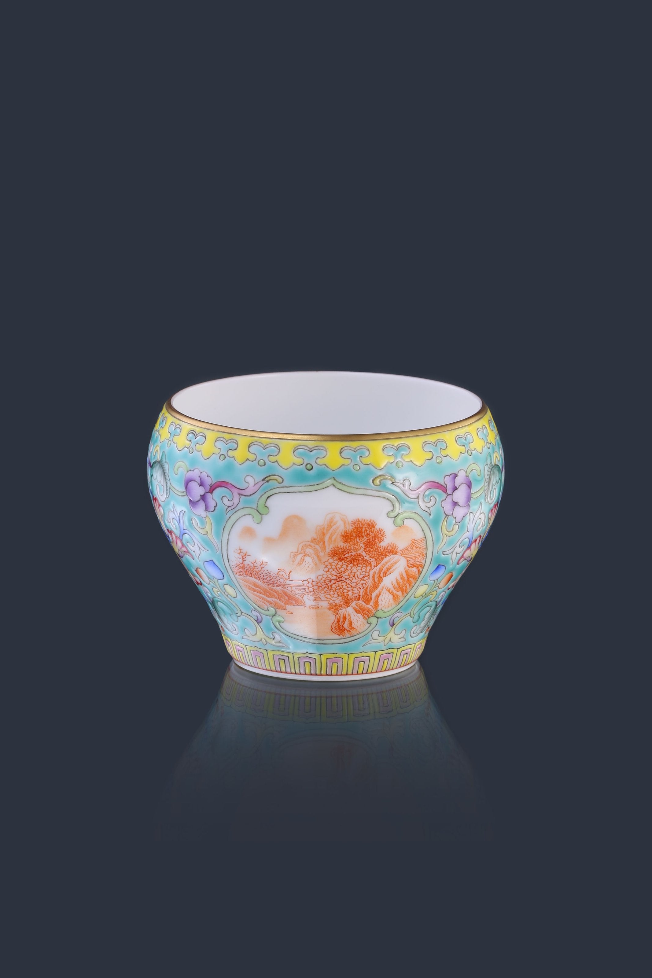 Enamel Iron Red Landscape Reserve Panel Cup