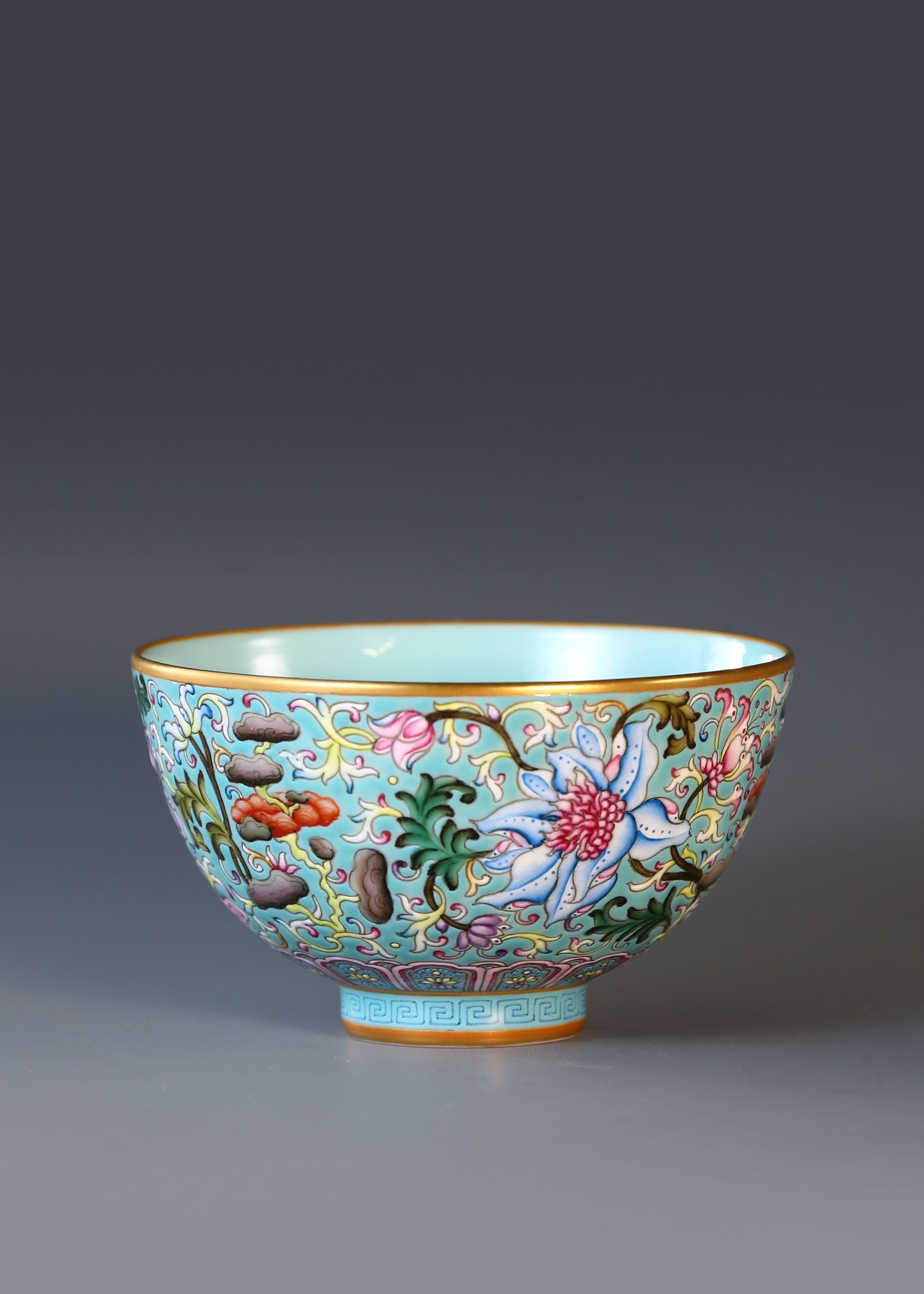 Enamel Chicken Heart Cup with Lingzhi Pattern