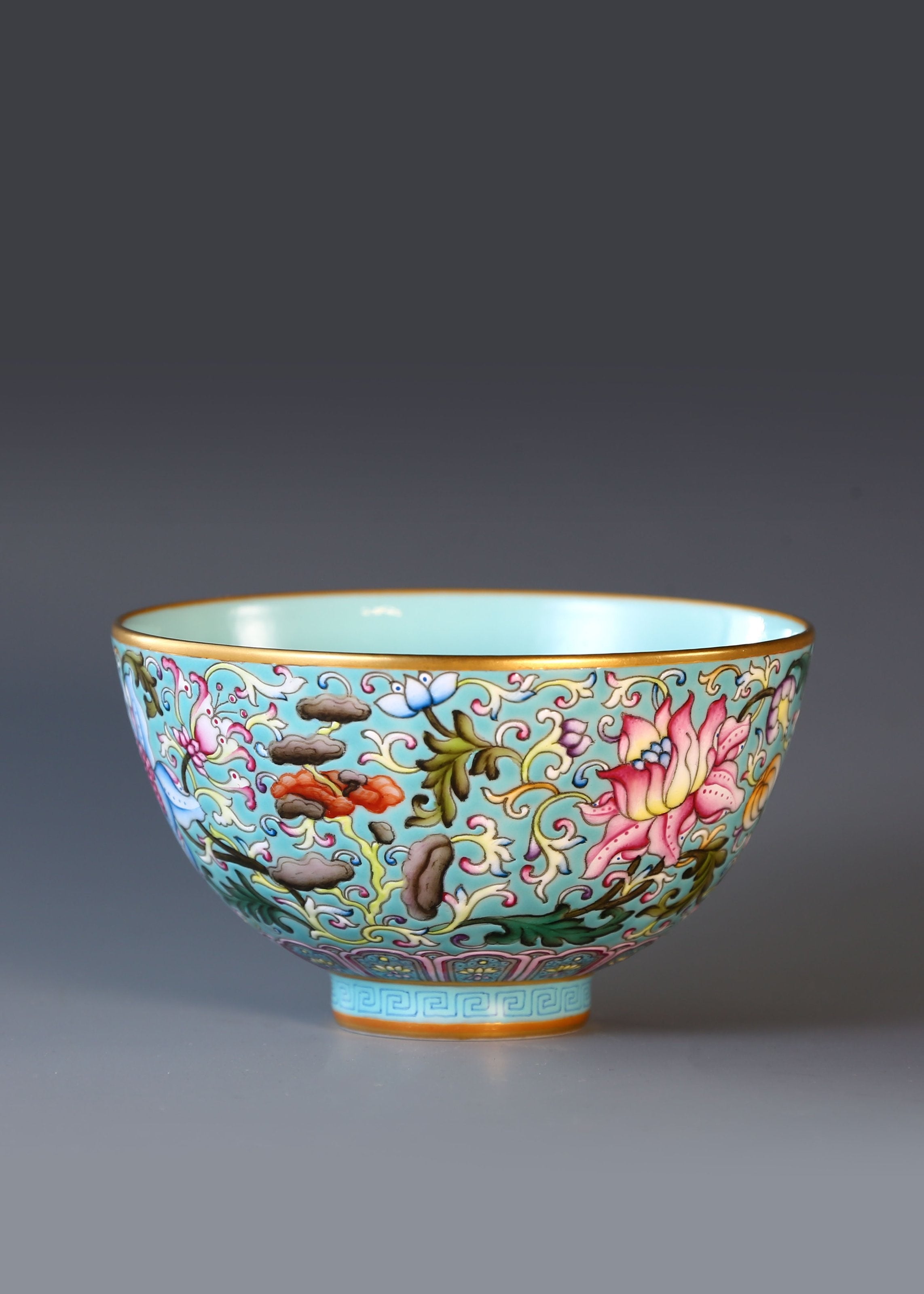 Enamel Chicken Heart Cup with Lingzhi Pattern