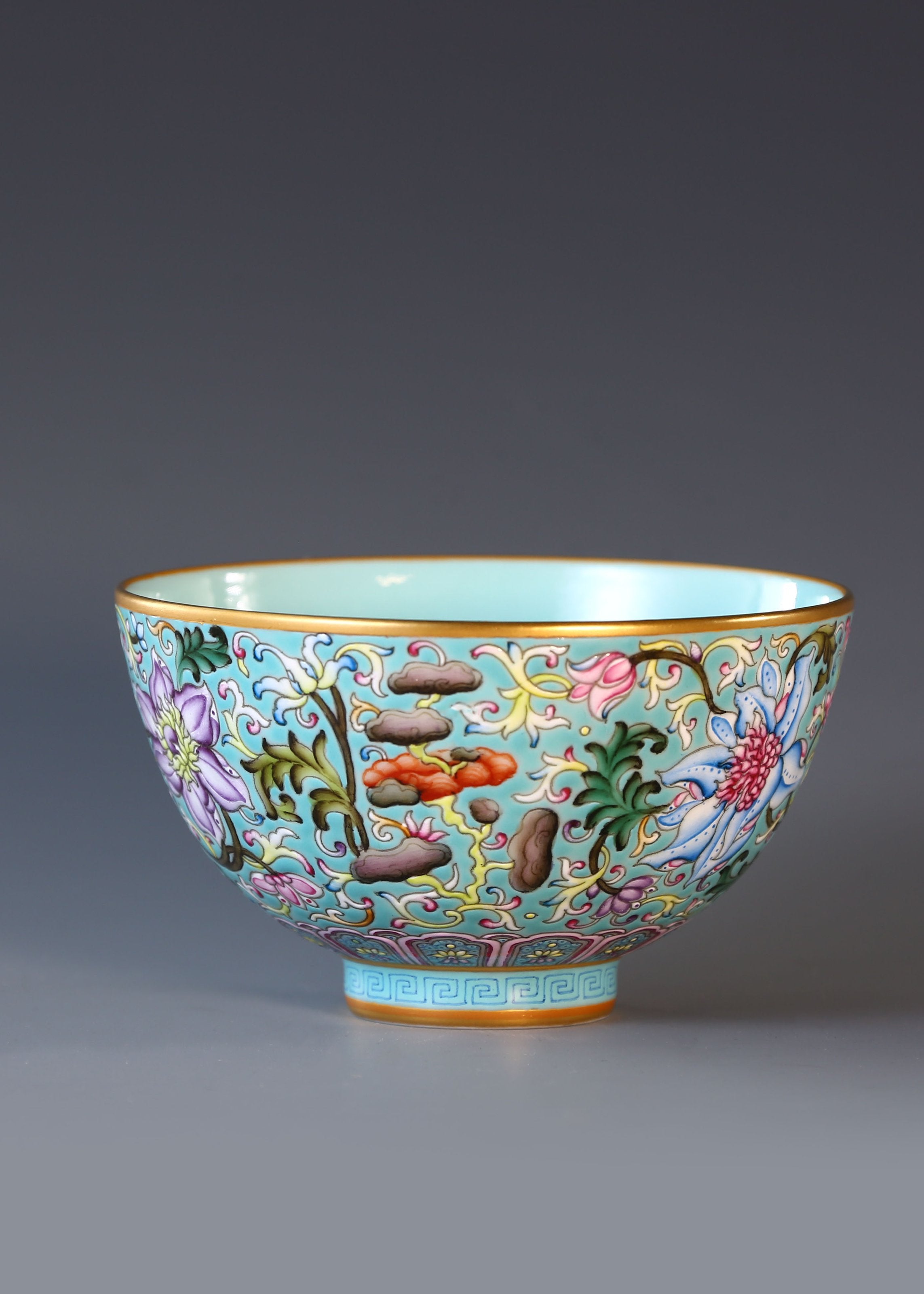 Enamel Chicken Heart Cup with Lingzhi Pattern