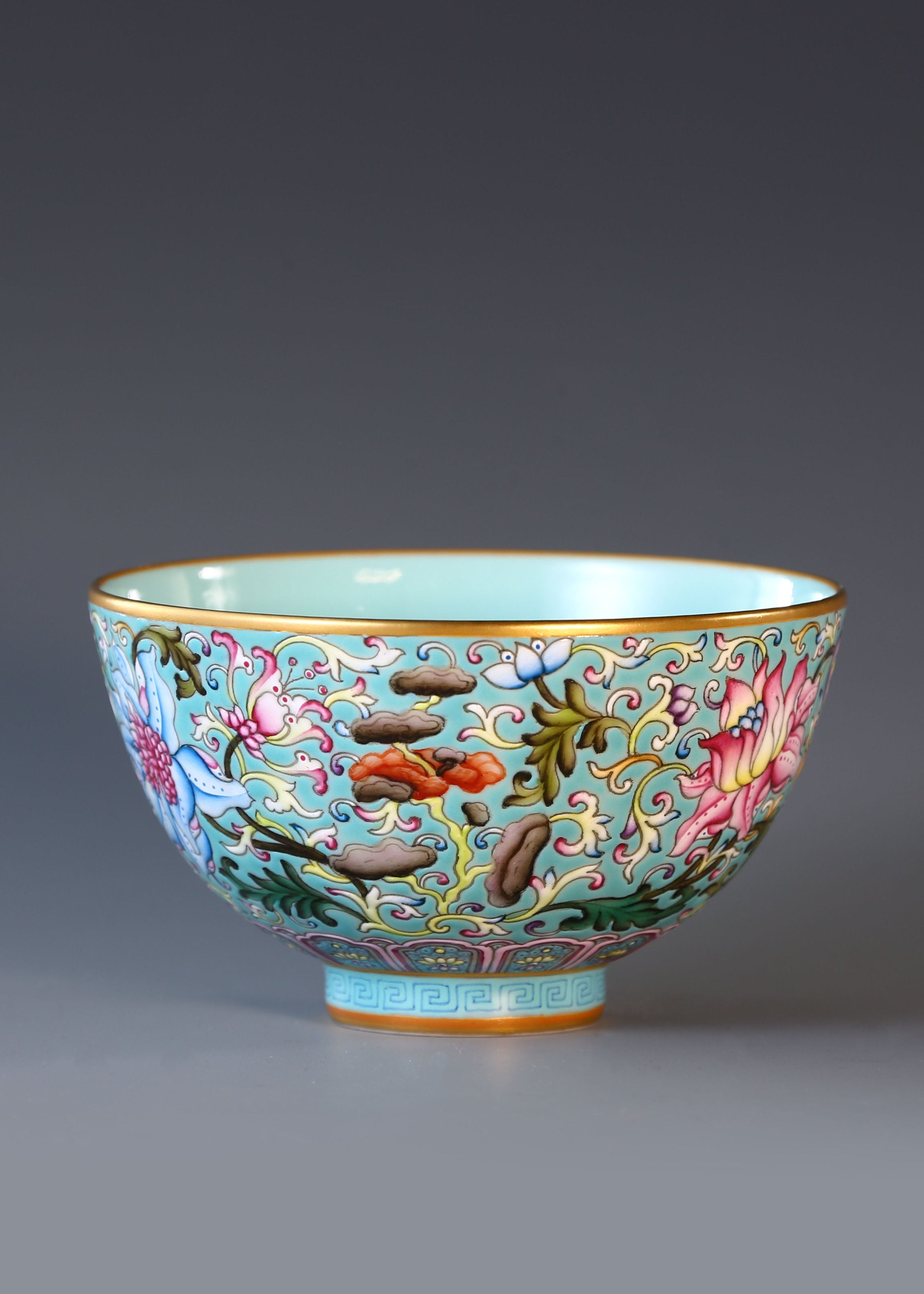 Enamel Chicken Heart Cup with Lingzhi Pattern