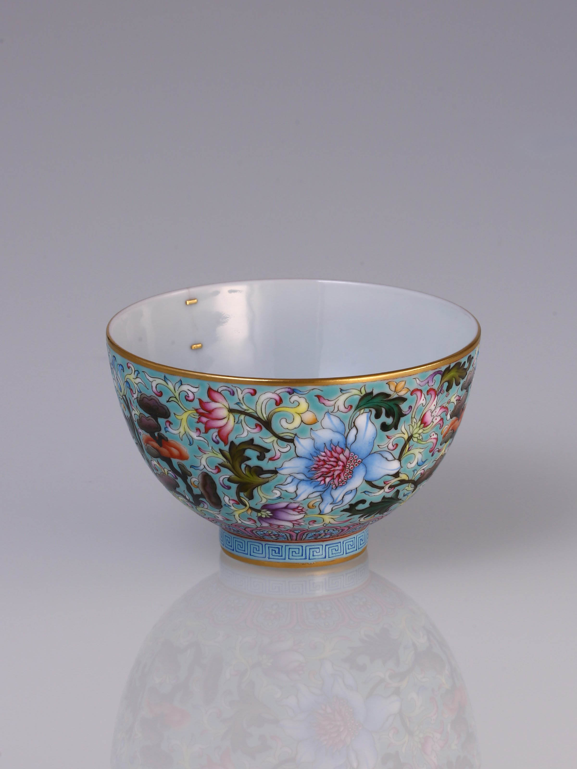 Enamel Chicken Heart Cup with Lingzhi Pattern